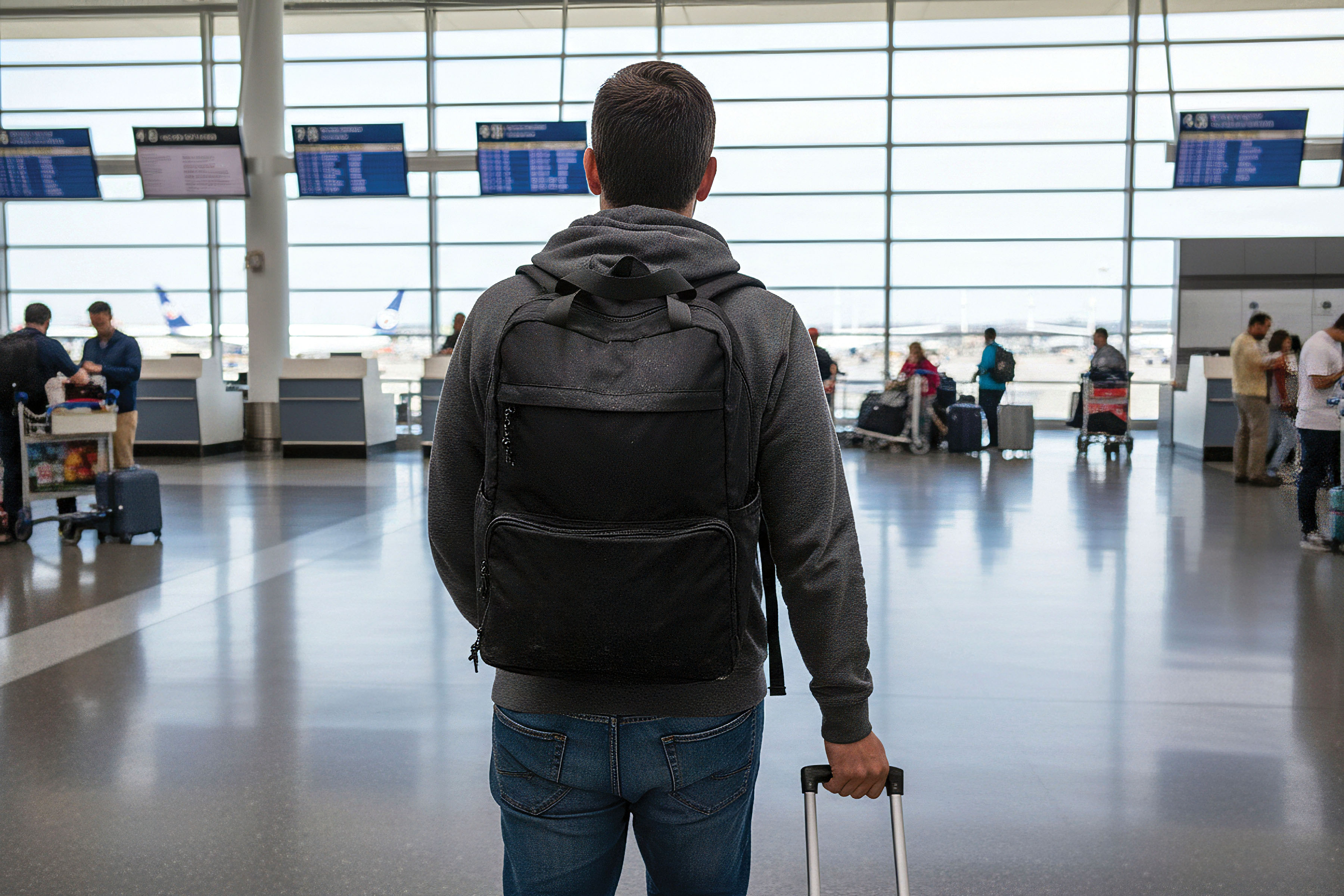 Travel Convertible Backpack with Cooler - Black