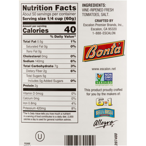 Bonta Concentrated Crushed Tomatoes, 107 oz. Can (Pack of 6) 
