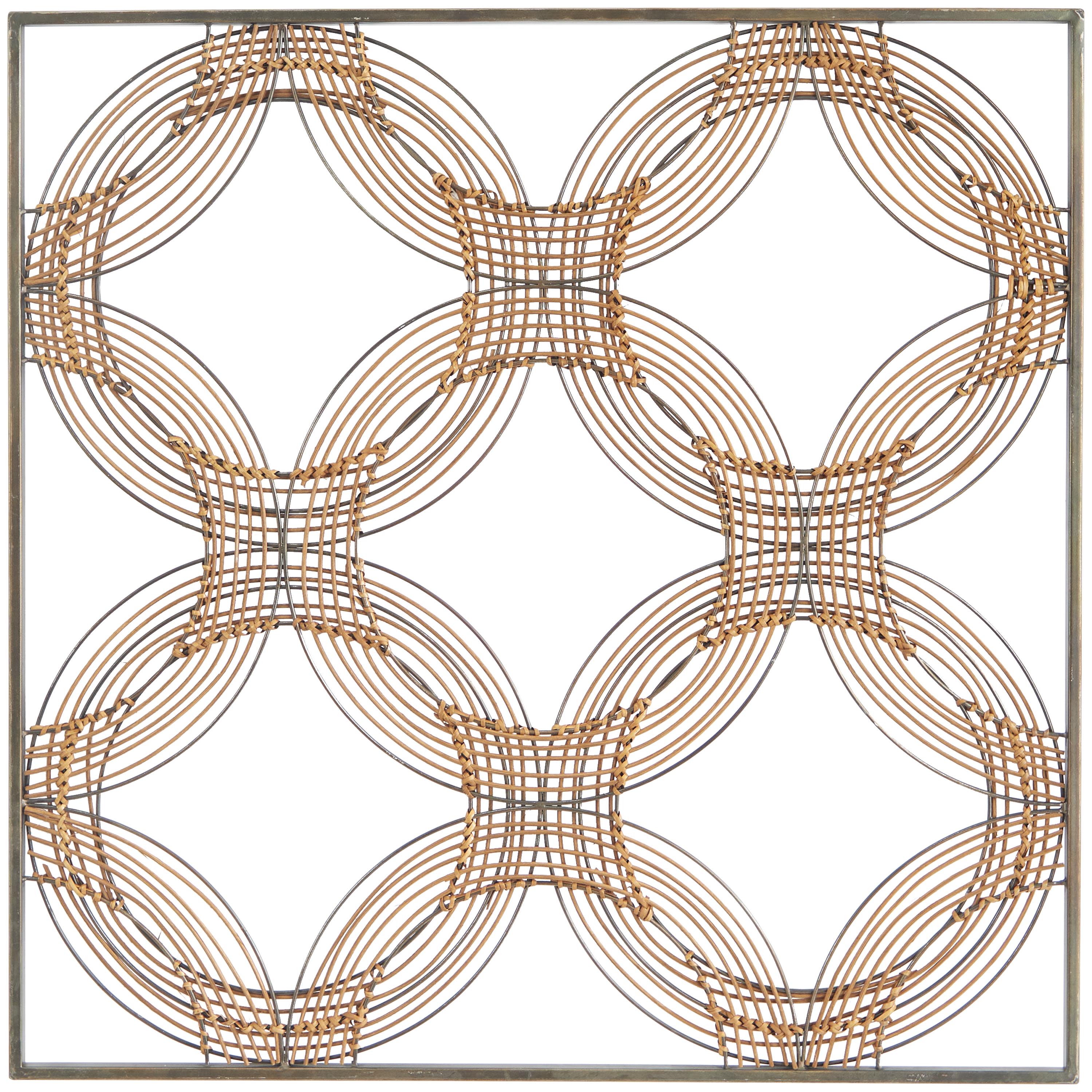 Brown Metal Geometric Quatrefoil Wall Decor with Black Frame, 32" x 1" x 32"