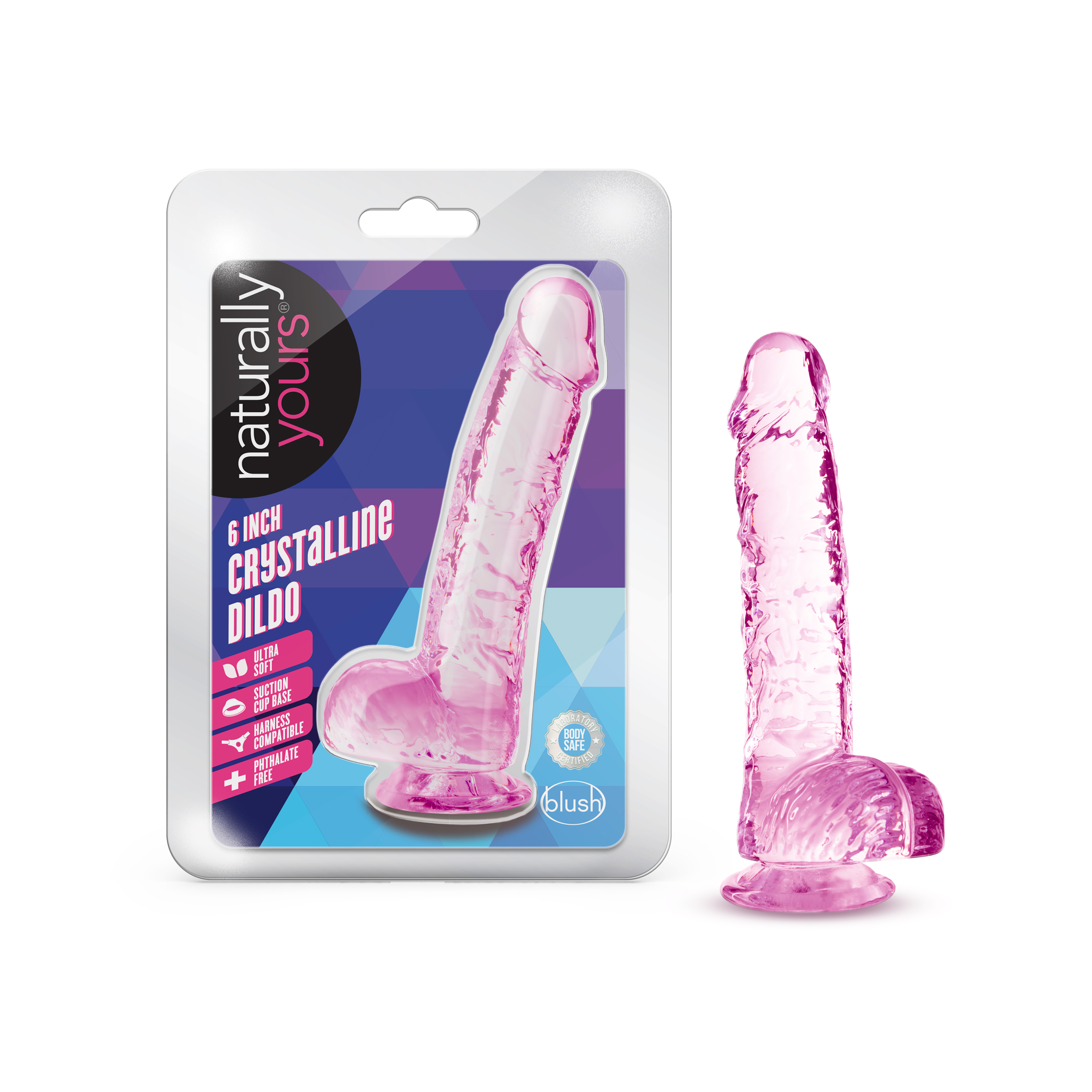 Blush Naturally Yours Realistic Rose 6-Inch Long Dildo With Balls & Suction Cup Base