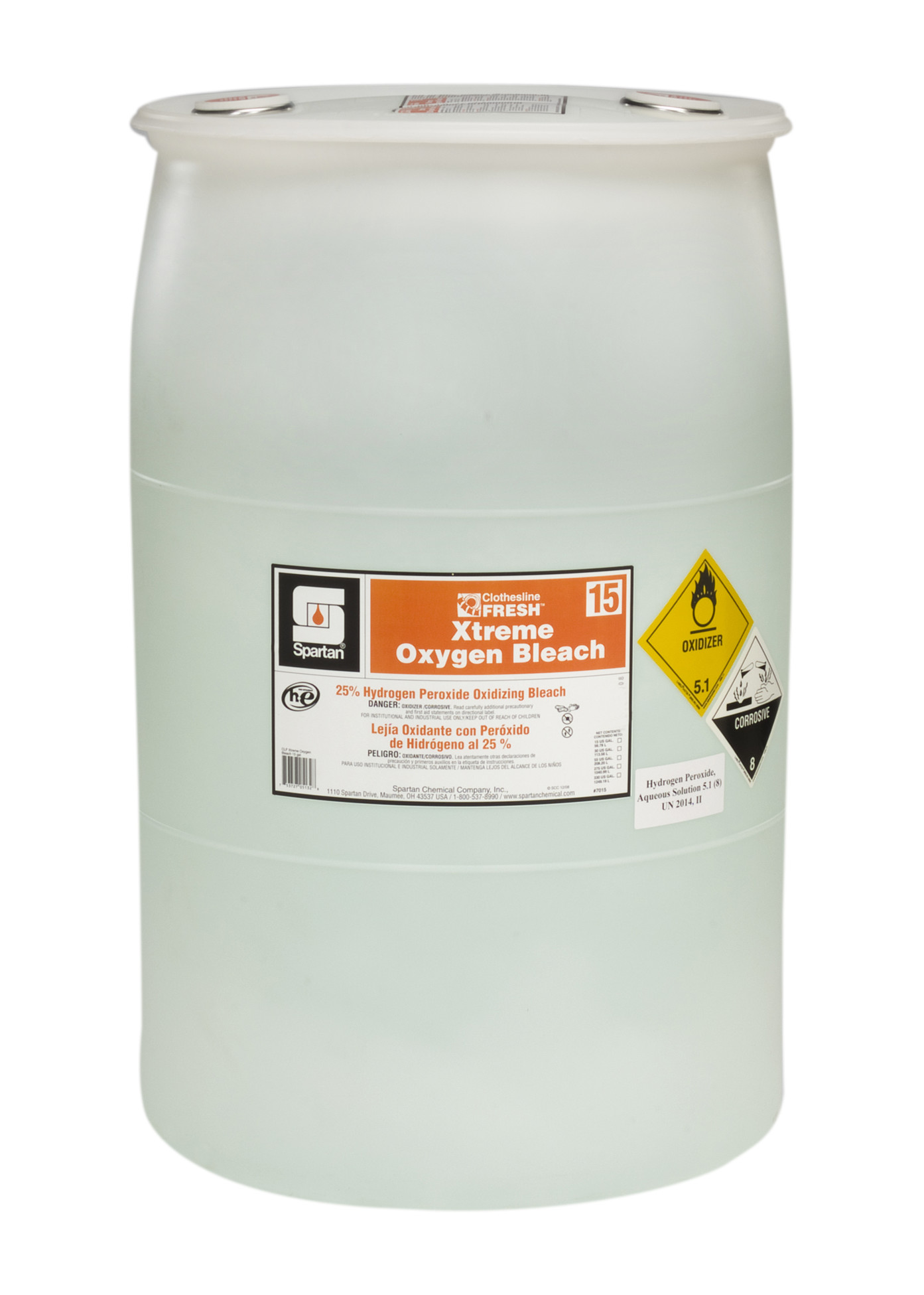 Spartan Chemical Company Clothesline Fresh Xtreme Oxygen Bleach 15, 55 GAL DRUM
