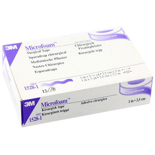 Microfoam™ Surgical Tape, Elastic Foam, 1" x 5.5yds  - 12/Box