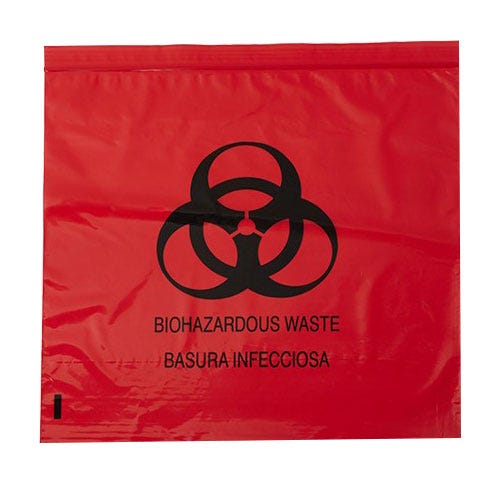 Biohazard Red Bag 24" x 26" 10 Gallon 1.5 mil - 200/Case