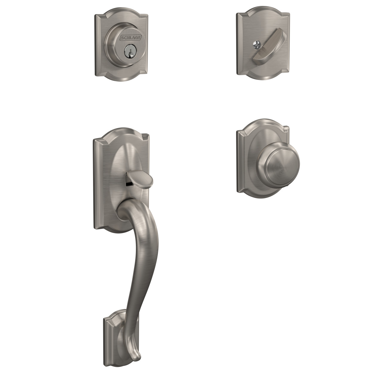Custom Single Cylinder Handleset and Andover Knob with Camelot Trim