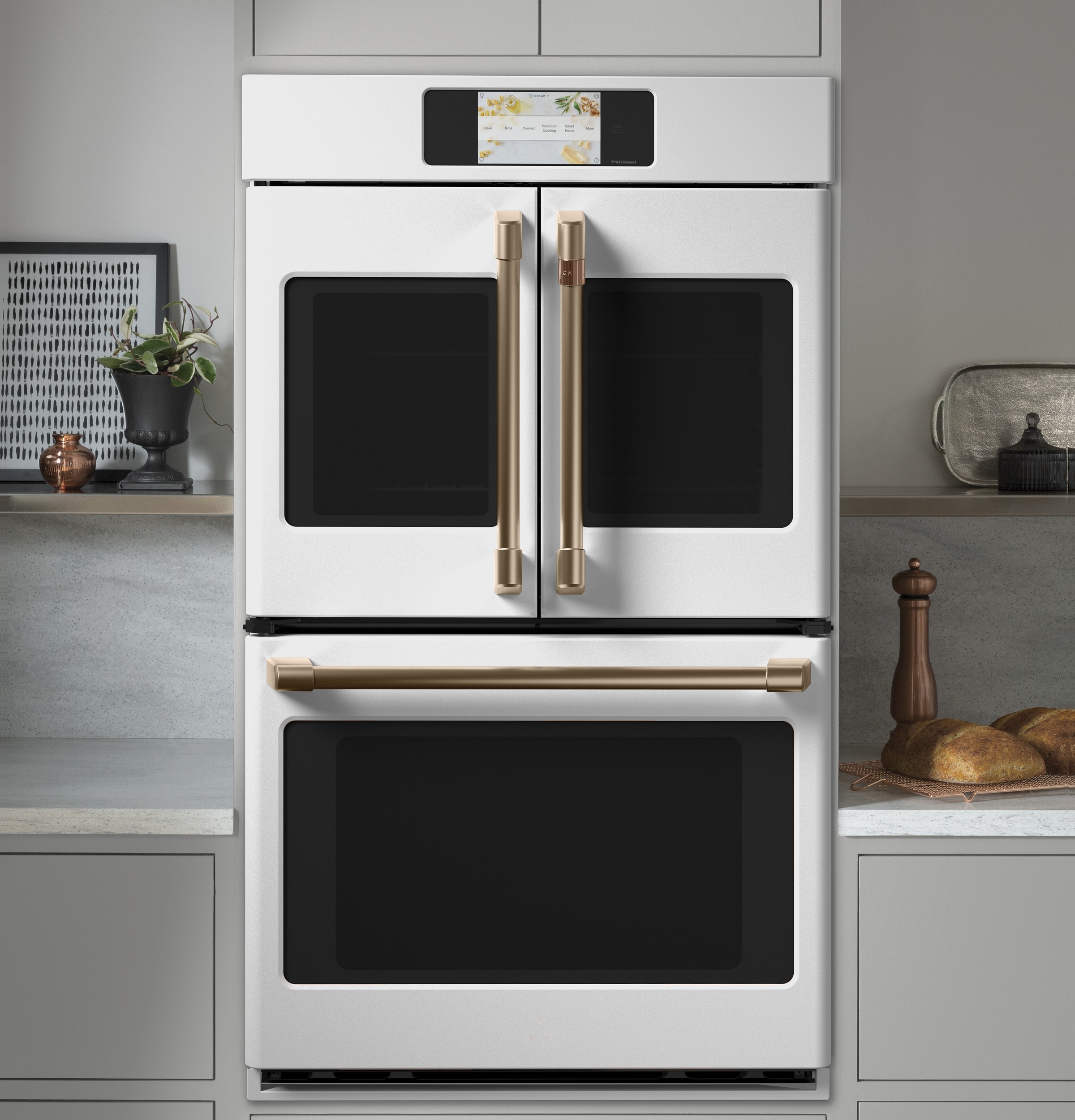 30" Width Dbl Elec French-Dr Slf & Stm Cln Conv (Both) 7" Full-Clr Tch LCD Scrn 4x Roller Rck, Meat Prb Prec Ckg, Hot-Air Fry — Connectable via built-in WiFi — Est Drop Date = JUN-26 view 5
