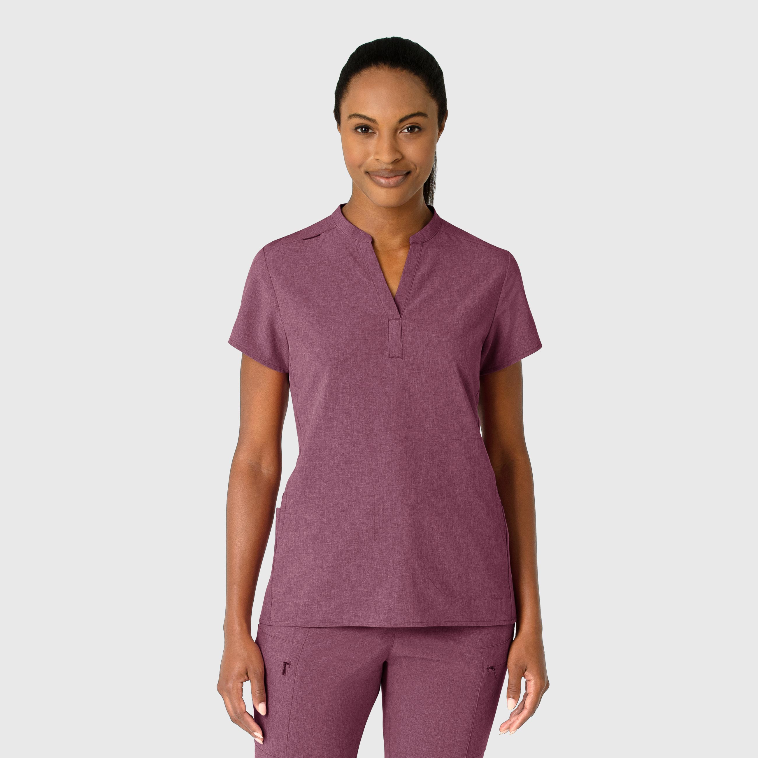 RENEW Women‘s Mandarin Collar Scrub Top-Wonder Wink