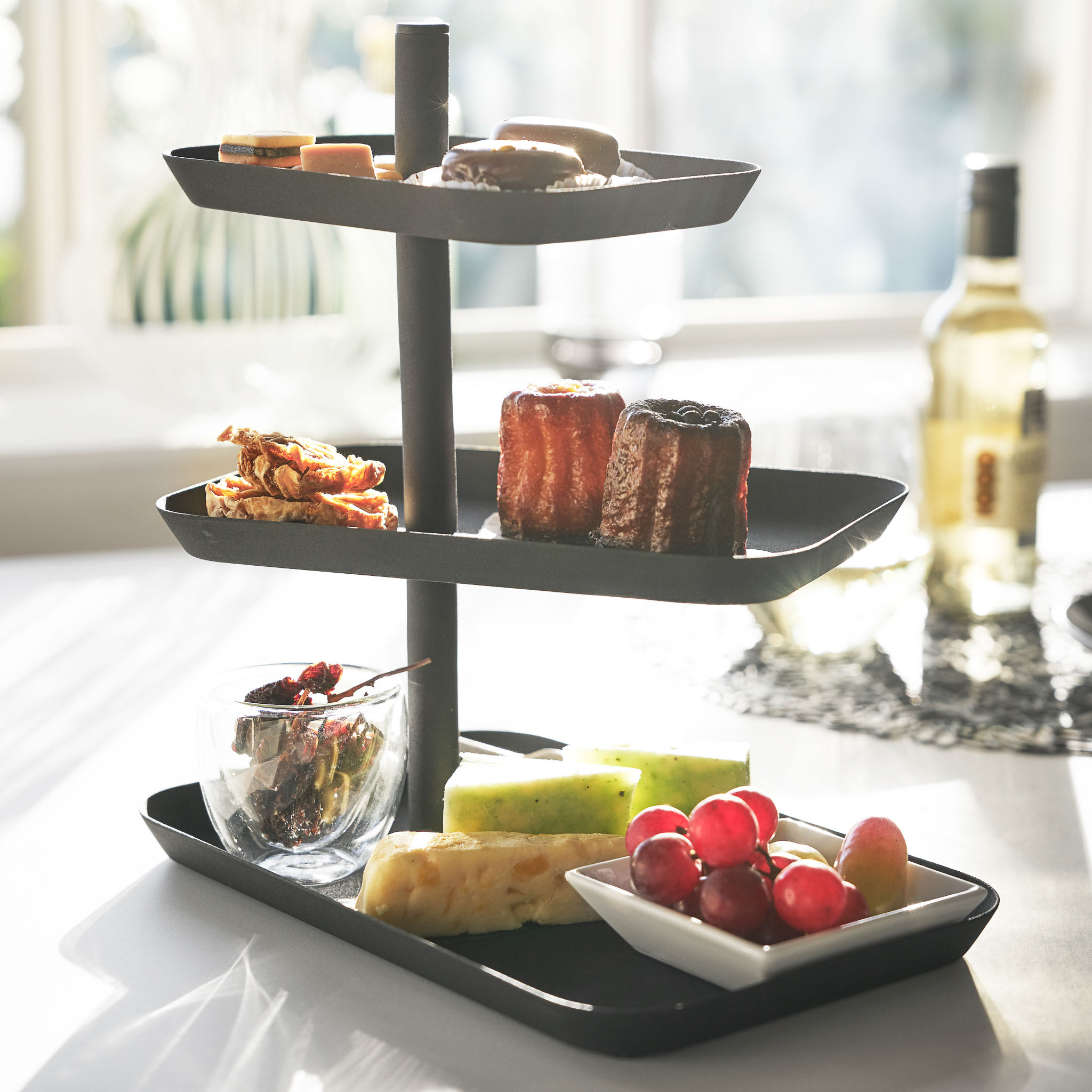3-Tiered Serving Stand with Rotatable Trays : 360° Rotatable Trays