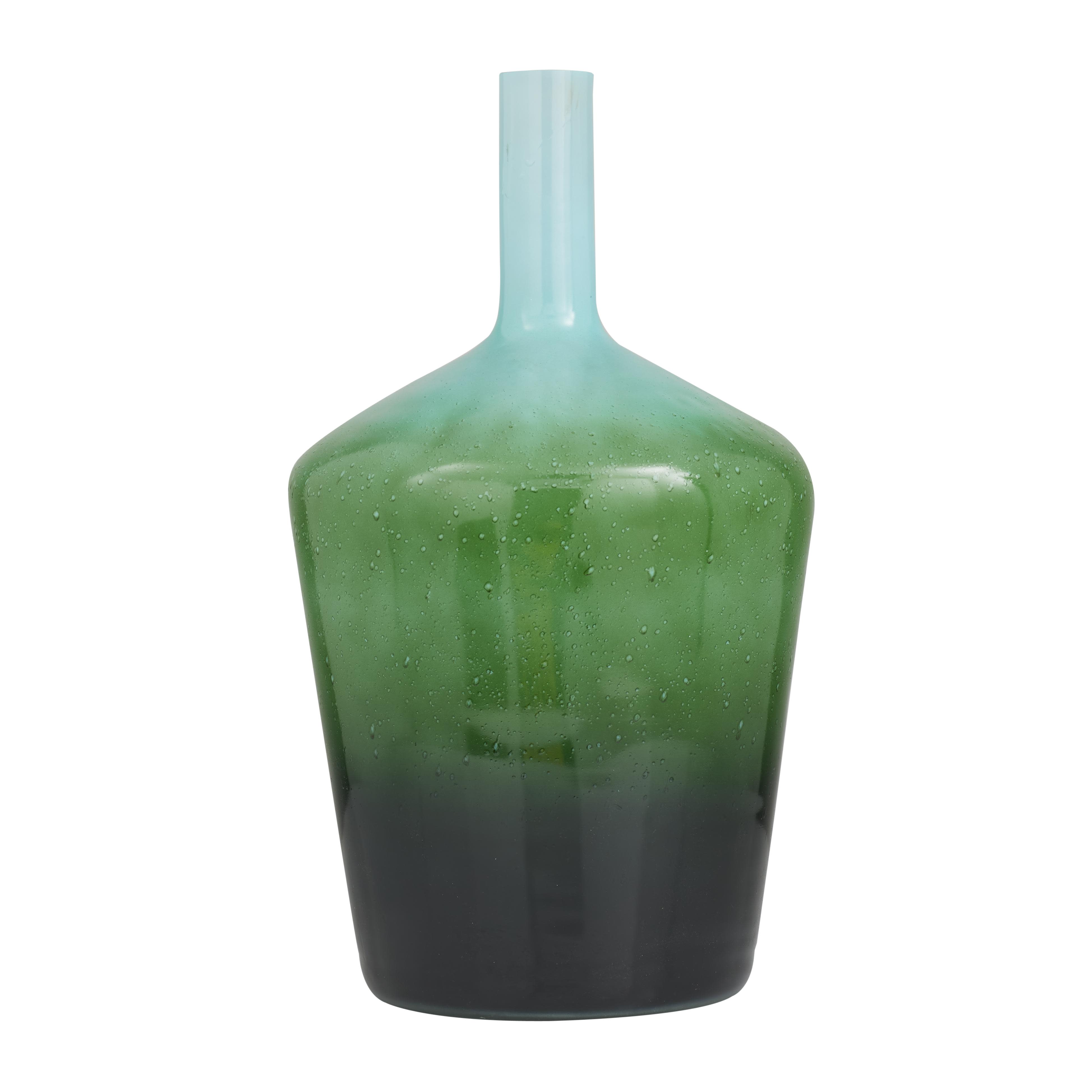 The Novogratz Green Glass  Decorative Vase, 12" x 12" x 21"