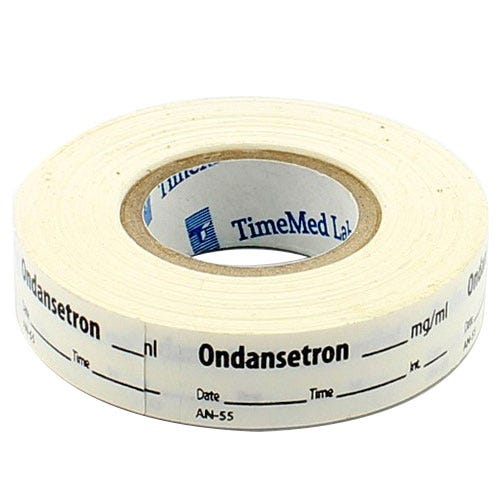 Ondansetron Labels, White, Perforated Tape Style - 333/Roll