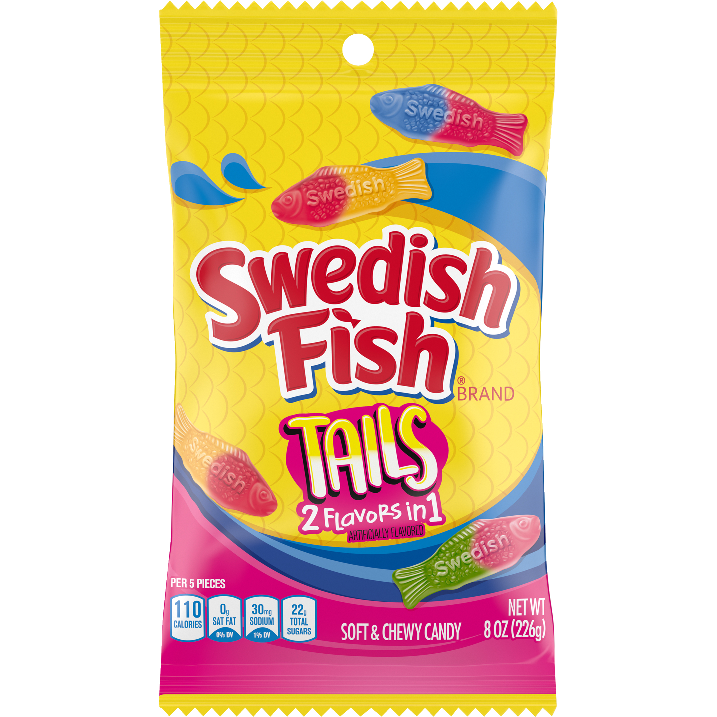 SWEDISH FISH Tails 2 Flavors in 1 Soft & Chewy Candy, 8 oz-2