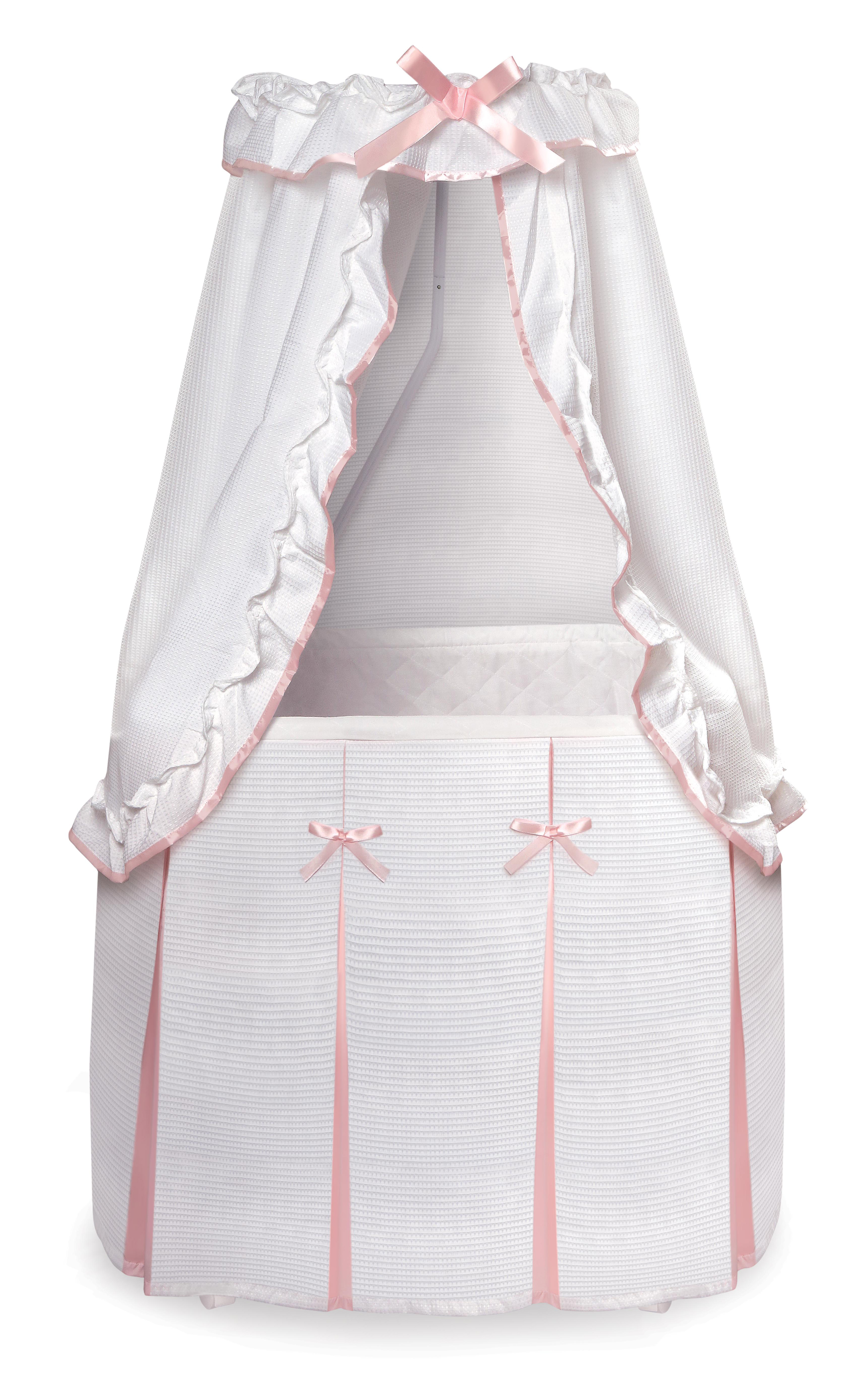 Majesty Baby Bassinet with Canopy - White/Pink Bedding