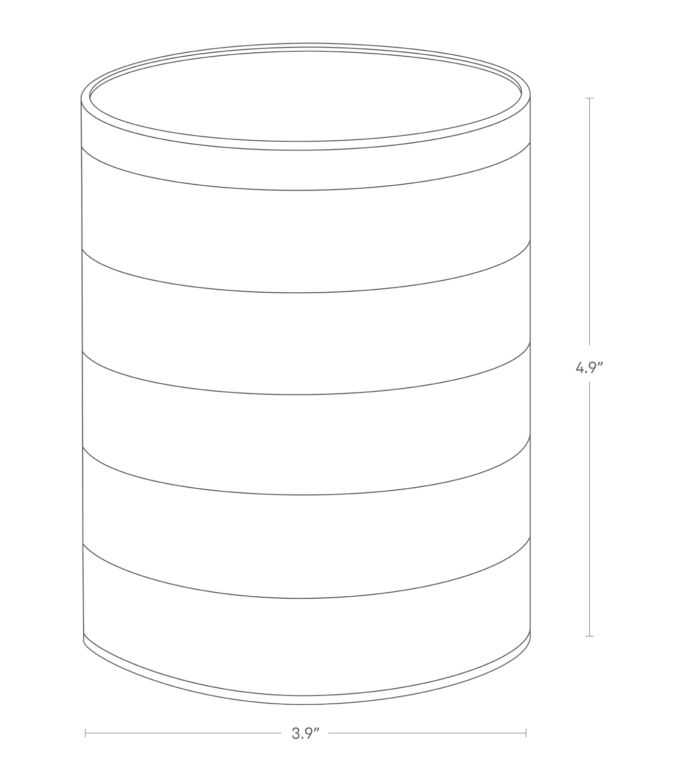 Dimension image for Stacked Jewelry Organizer showing total height of 4.9