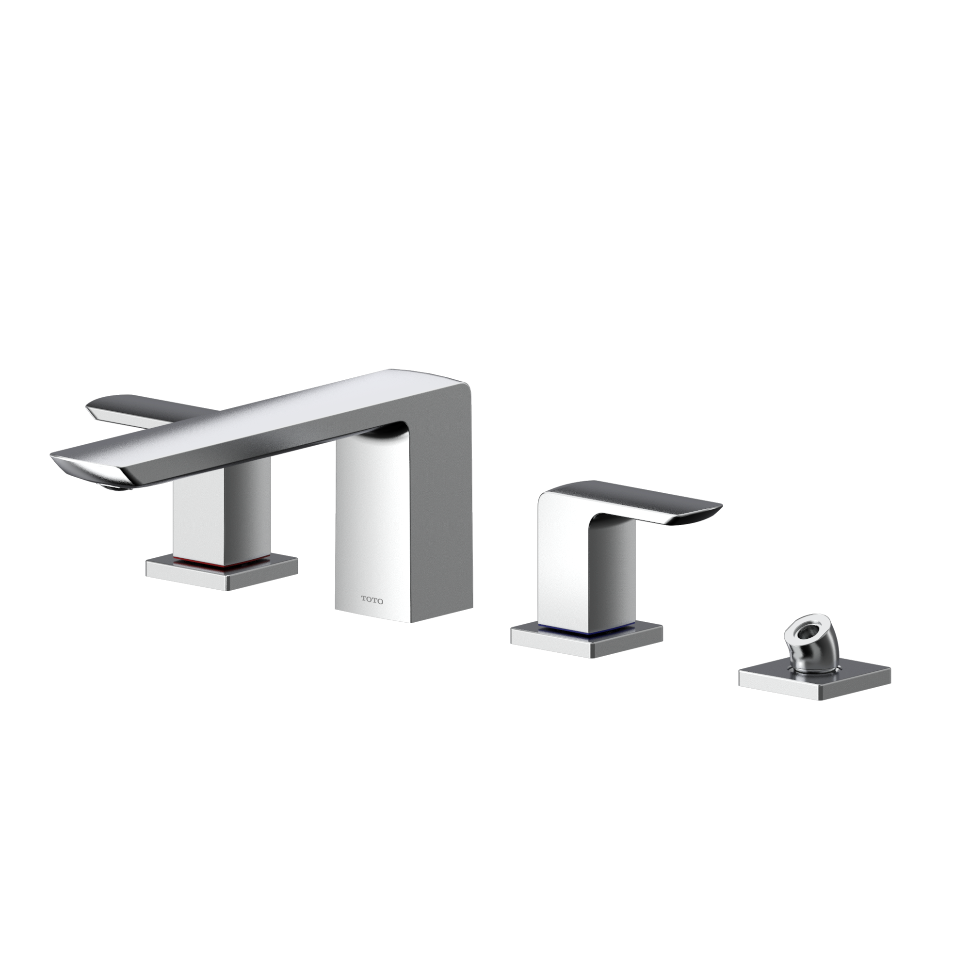 TOTO GR Two-Handle Deck-Mount Roman Tub Filler Trim with Handshower, Polished Chrome, Brass, TBG02202U#CP