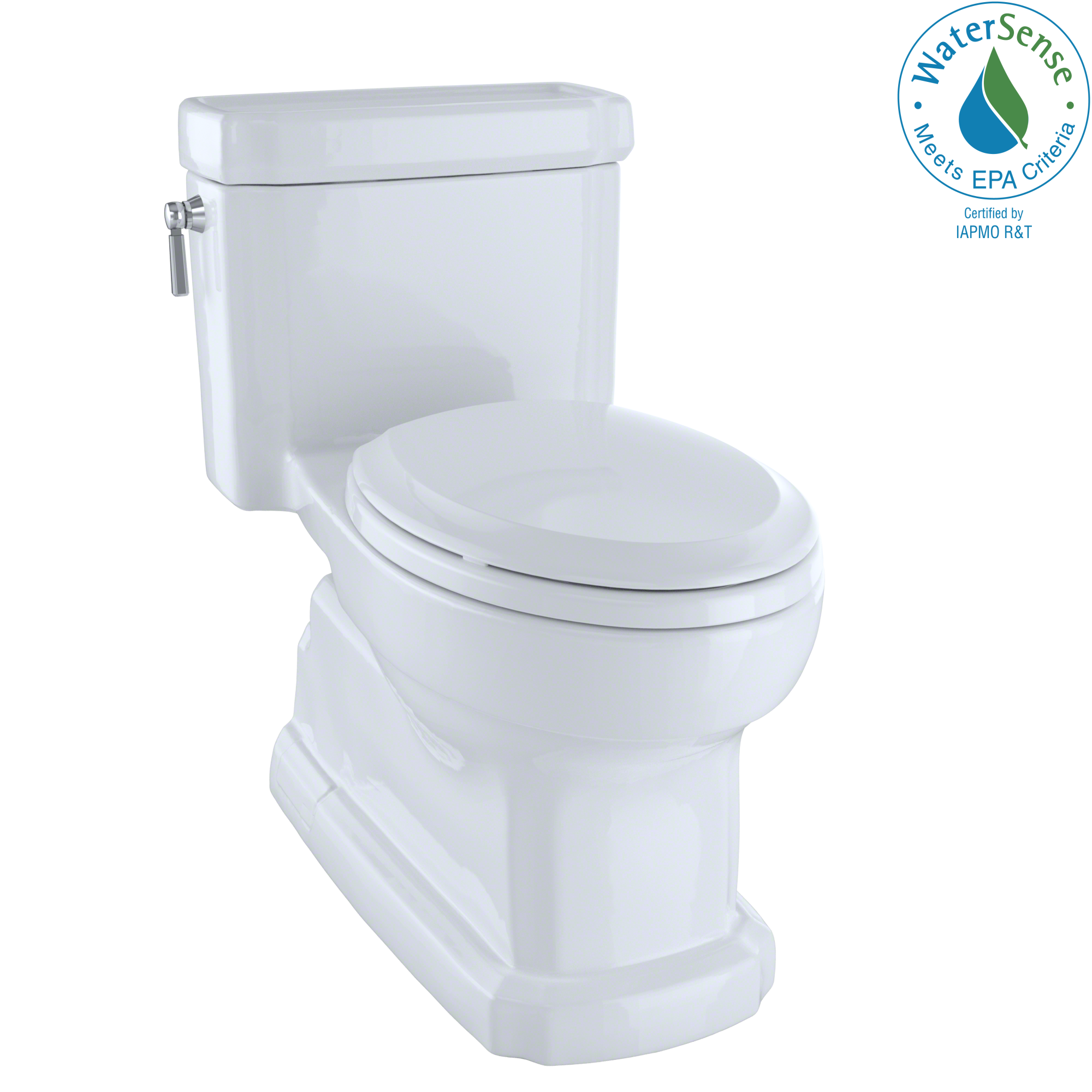 TOTO Eco Guinevere Elongated 1.28 GPF Universal Height Skirted Toilet with CEFIONTECT and SoftClose Seat, Cotton White, Vitreous China|Plastic, MS974224CEFG#01