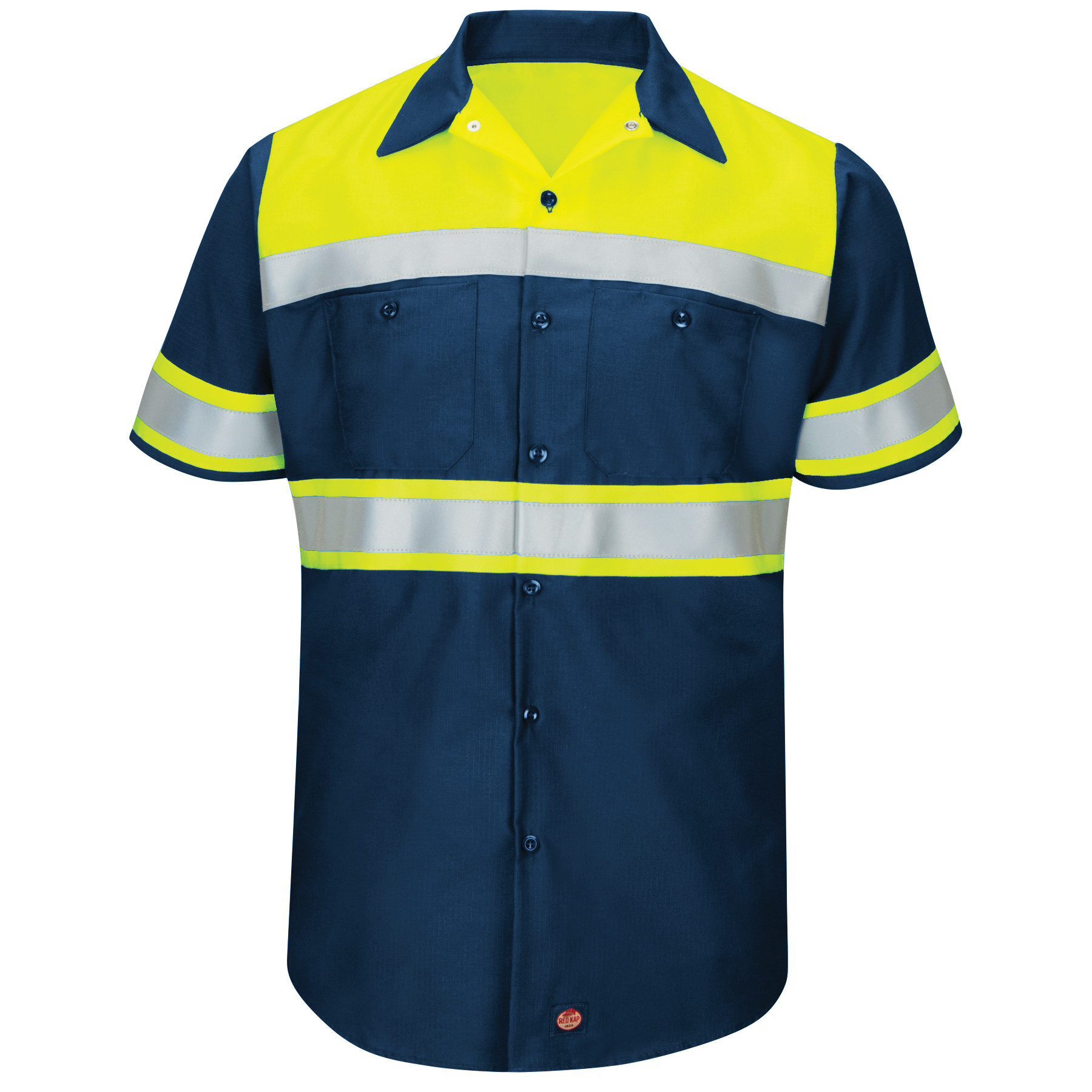 Picture of Red Kap® SY80-HV-TOC1 Men's Hi-Visibility Short Sleeve Color Block Ripstop Work Shirt - Type O, Class 1