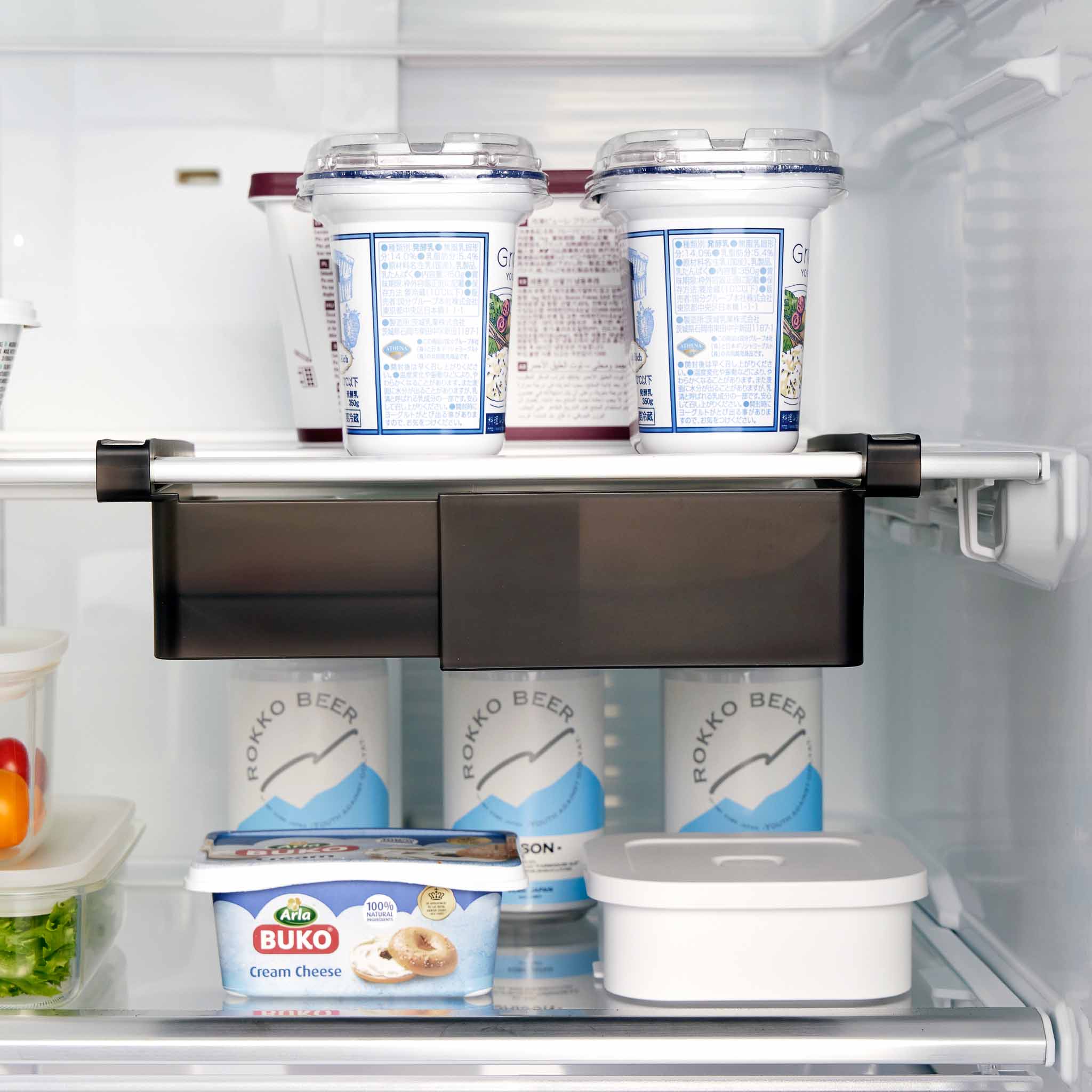 Extendable Under-Shelf Fridge Tray : Adjustable Width for Flexibility