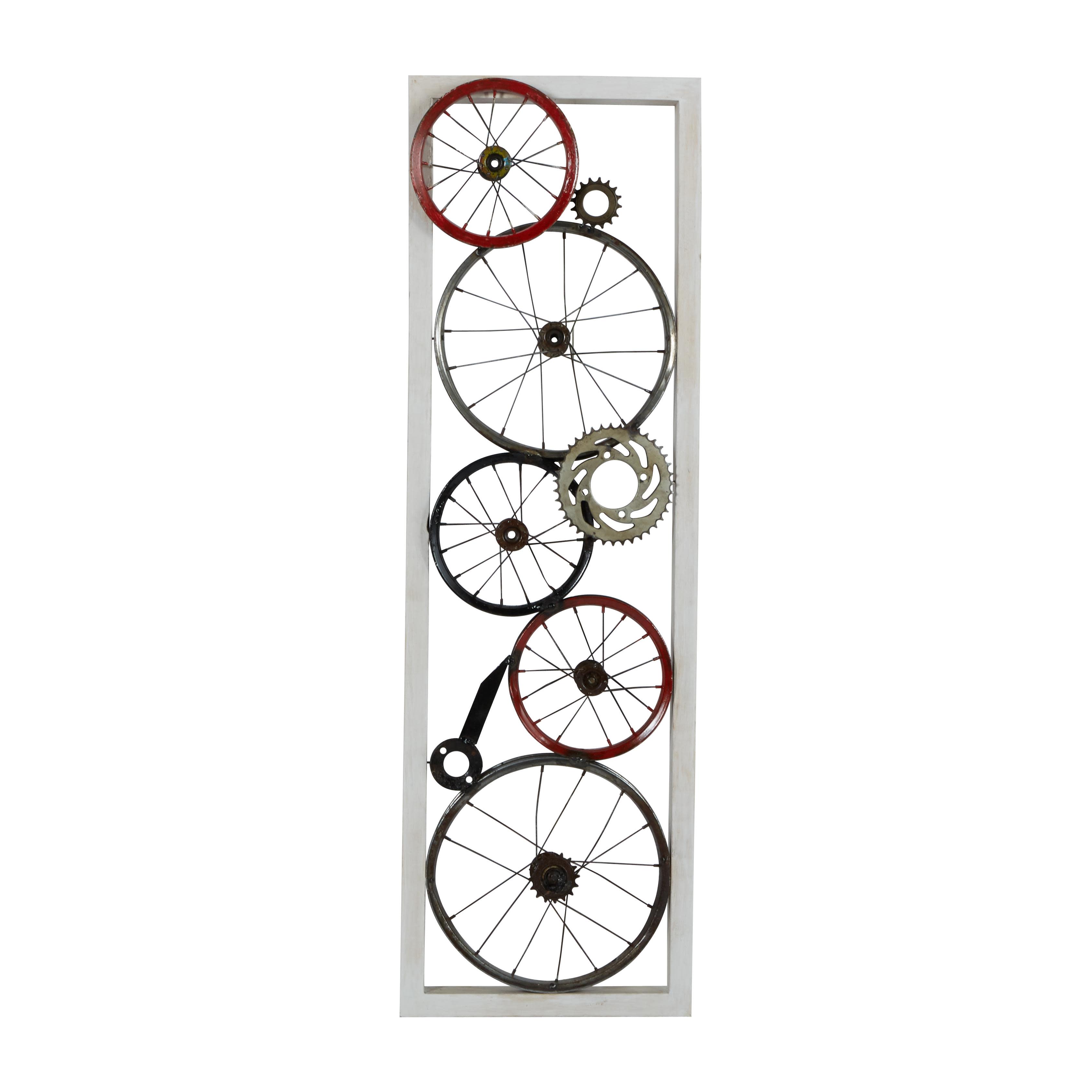 White Metal Bike Wall Decor, 15" x 4" x 49"