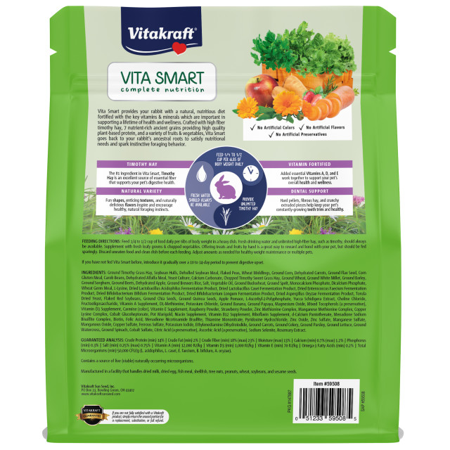 Back-Image showing Vita Smart Rabbit, 4lb