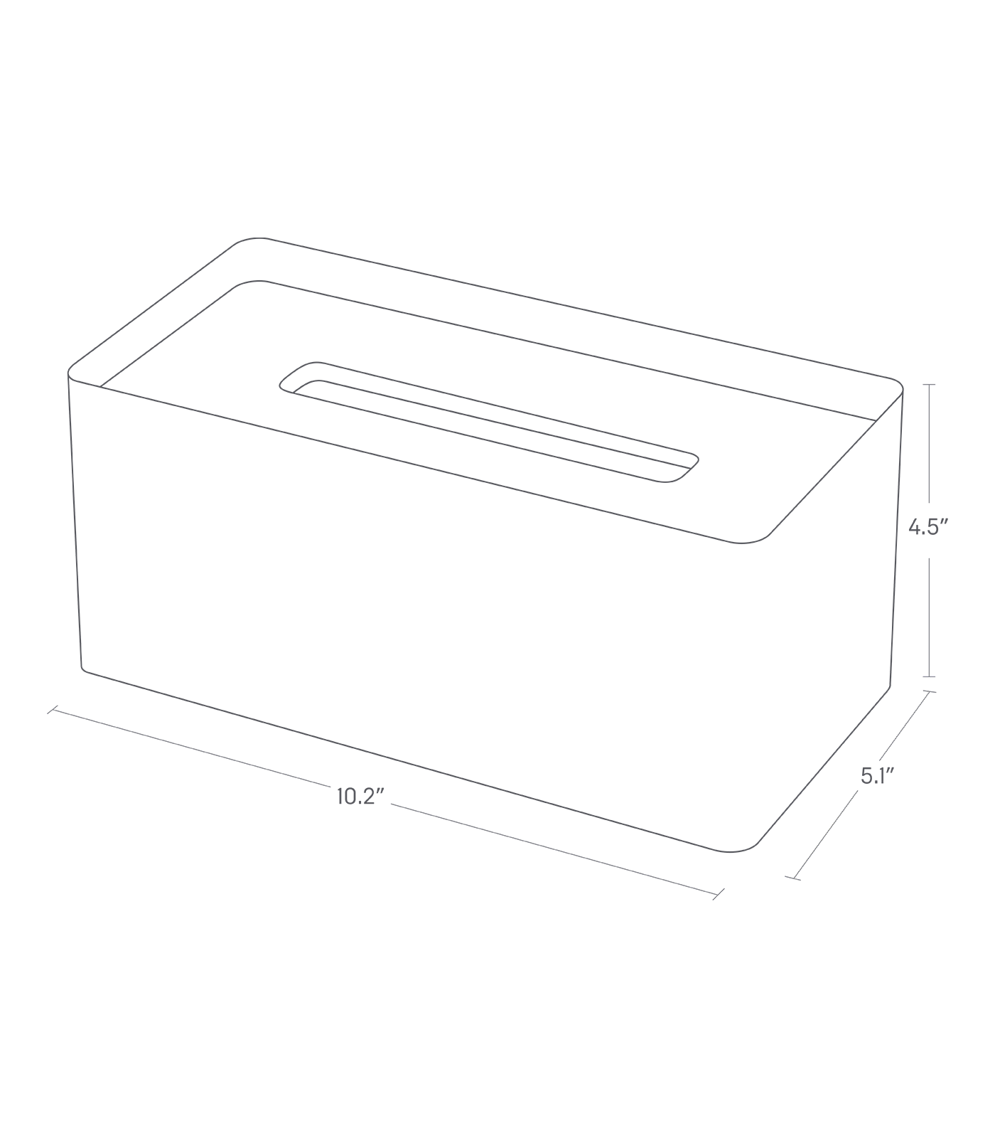 Dimension Image for Tissue Case on a white background showing height of 4.5