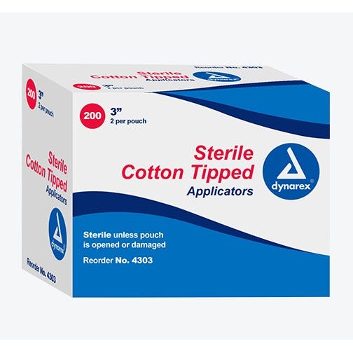 Cotton Tipped Applicators, 3", Sterile - 10/Box