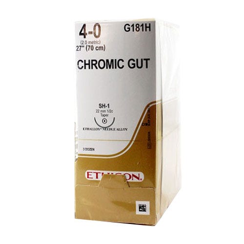 Chromic Gut Sutures, 4-0, SH-1, Taper Point, 27" - 36/Box
