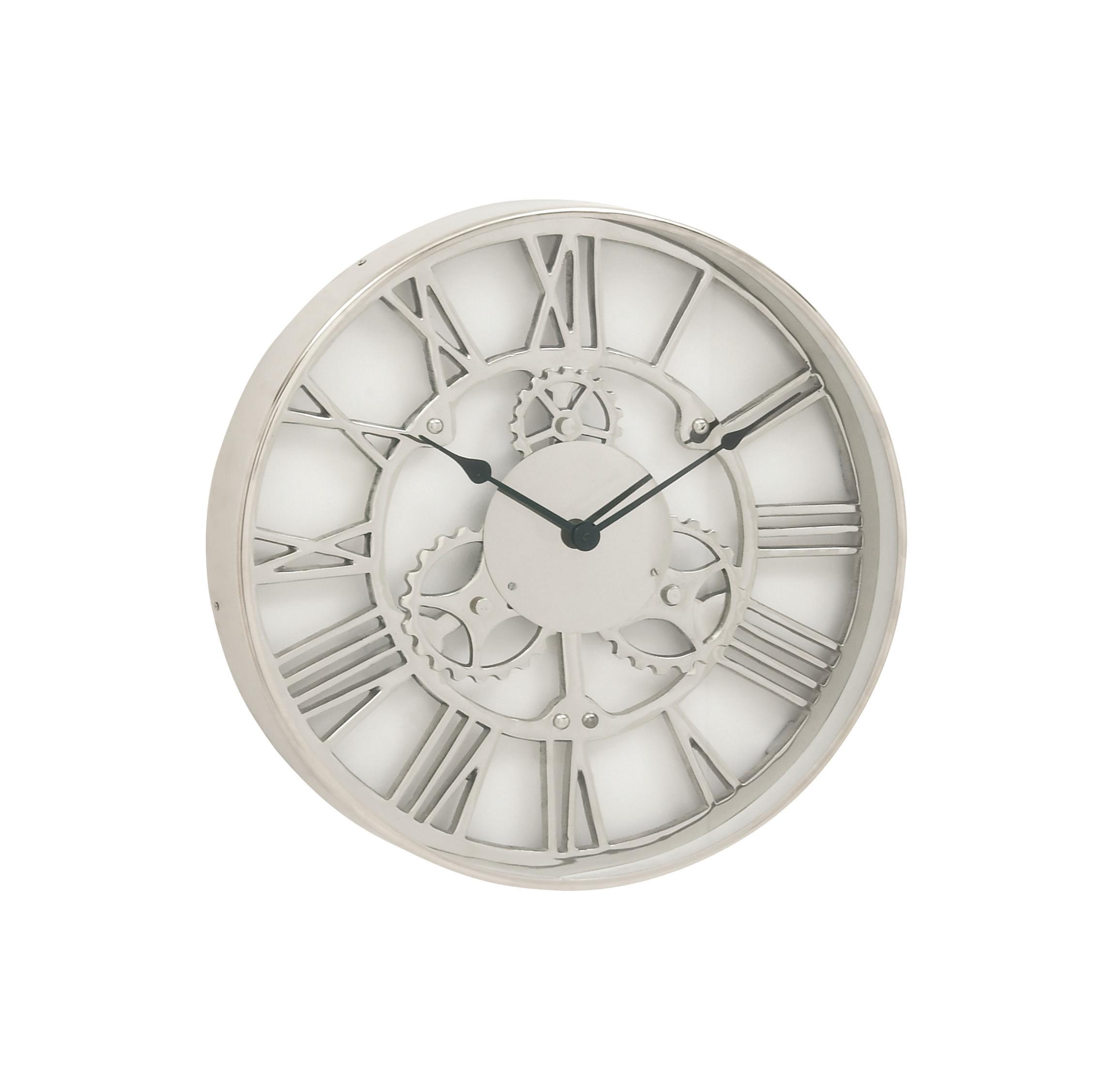 Silver Aluminum Metal  Wall Clock, 18" x 2" x 18"