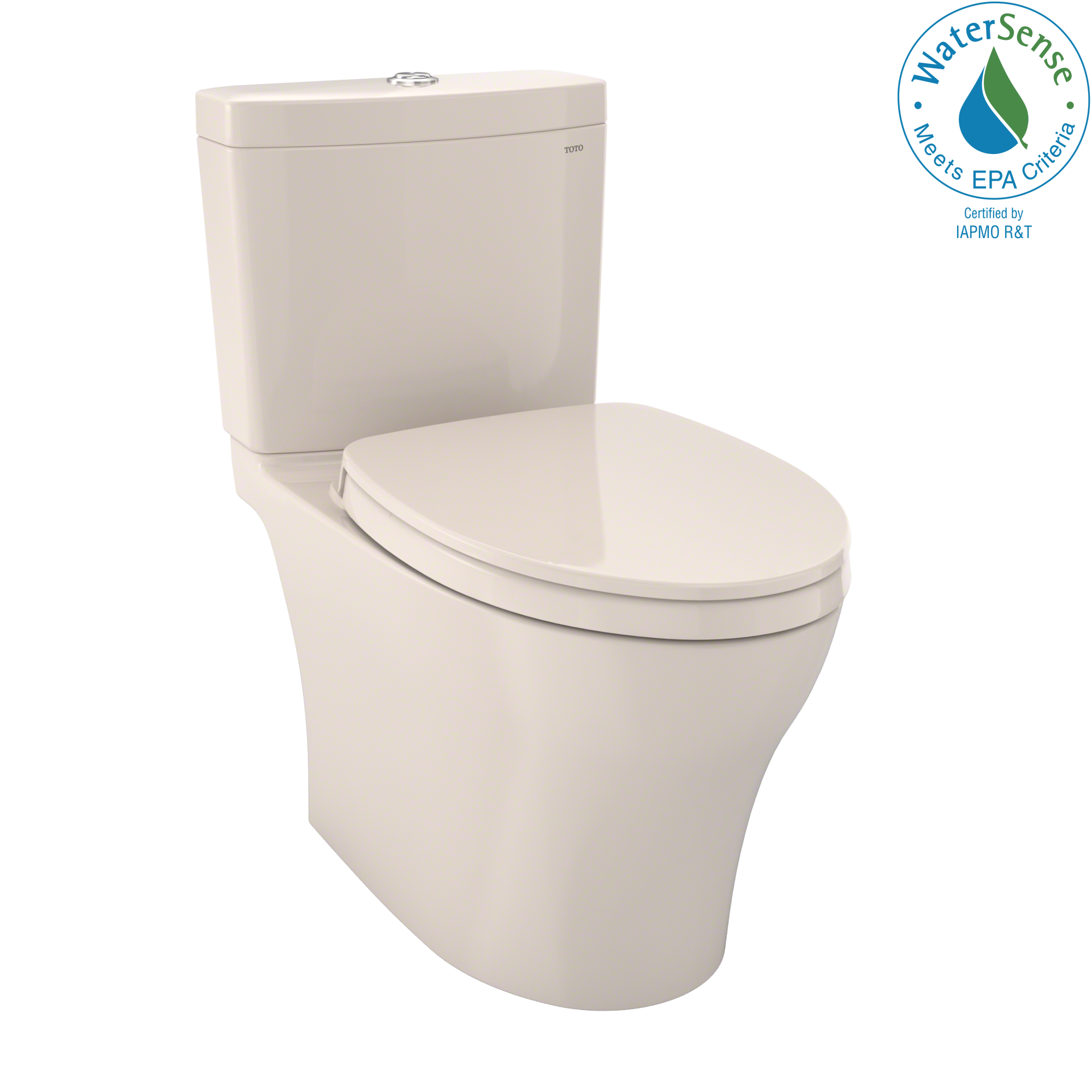 TOTO Aquia IV Two-Piece Elongated Dual Flush 1.28 and 0.9 GPF Universal Height Toilet with CEFIONTECT, WASHLET+ Ready, Sedona Beige, Vitreous China, MS446124CEMFGN#12