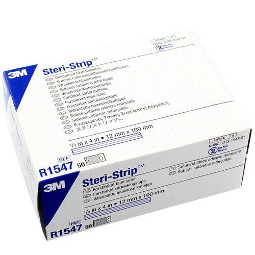 Steri-Strip™ Skin Closure, Reinforced Adhesive, 1/2" x 4" - 50/Box