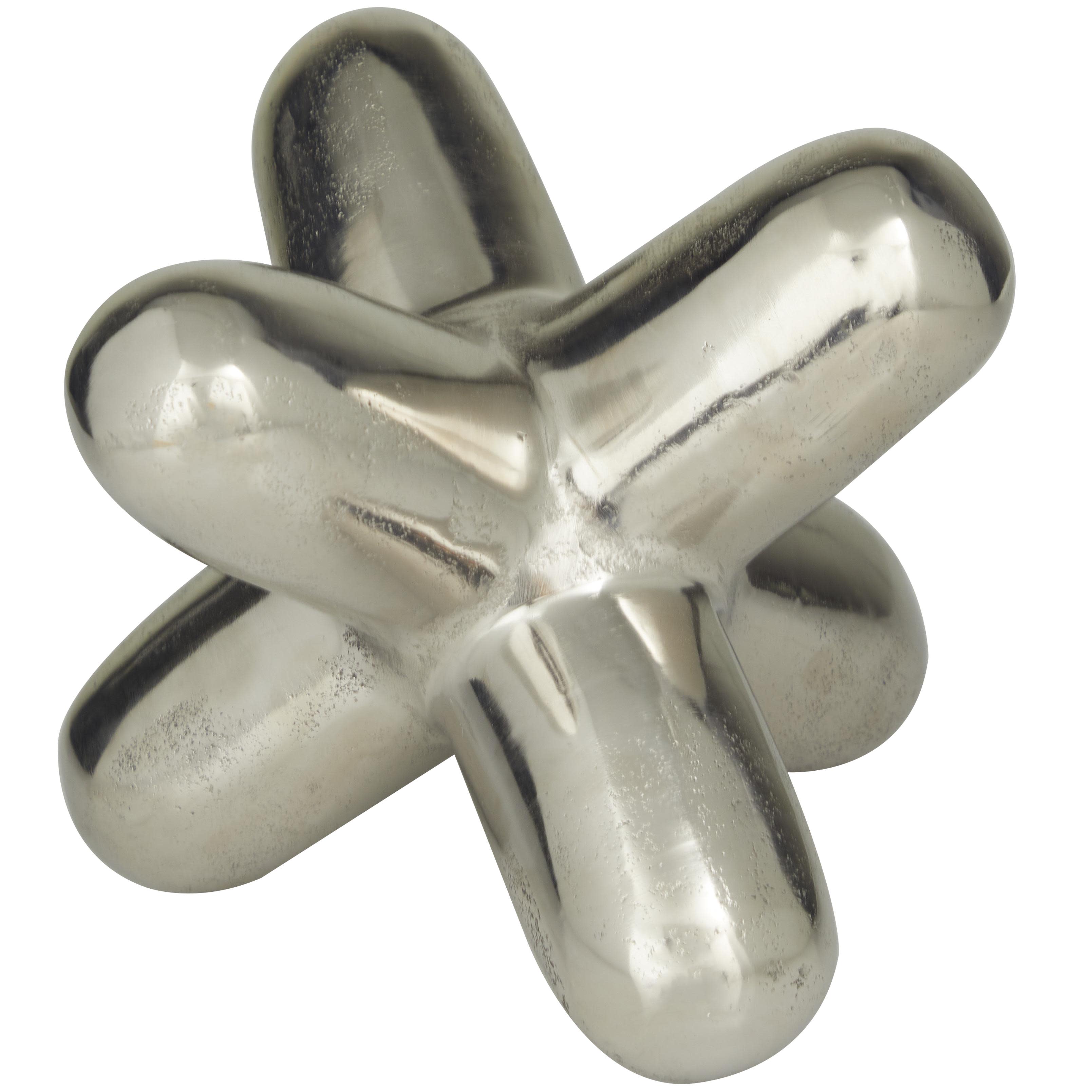 The Novogratz Silver Aluminum Metal Abstract Jack Decorative Sculpture, 10" x 10" x 8"