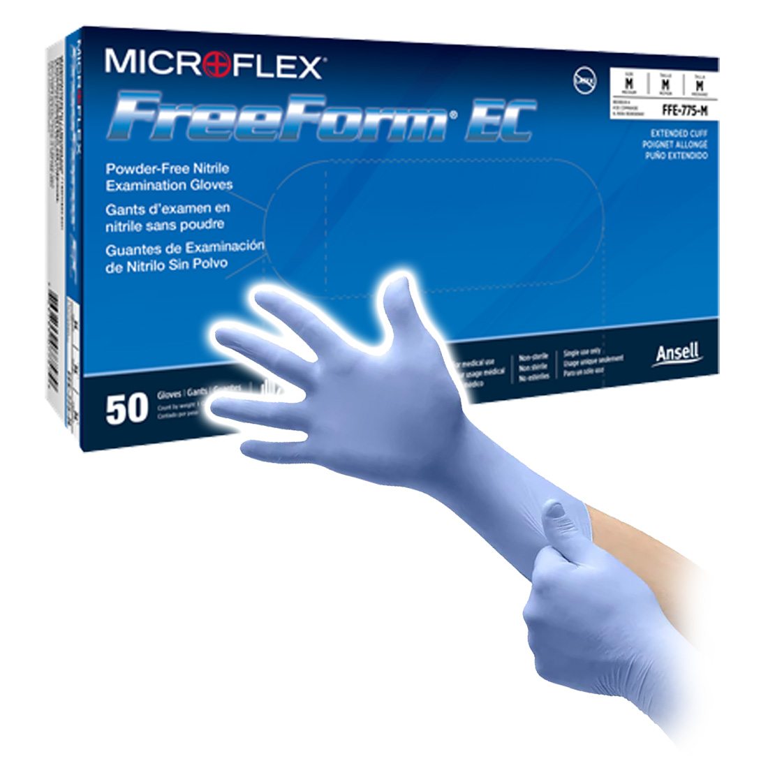 FreeForm®EC Exam Glove Medium Nitrile Powder-Free - 50/Box