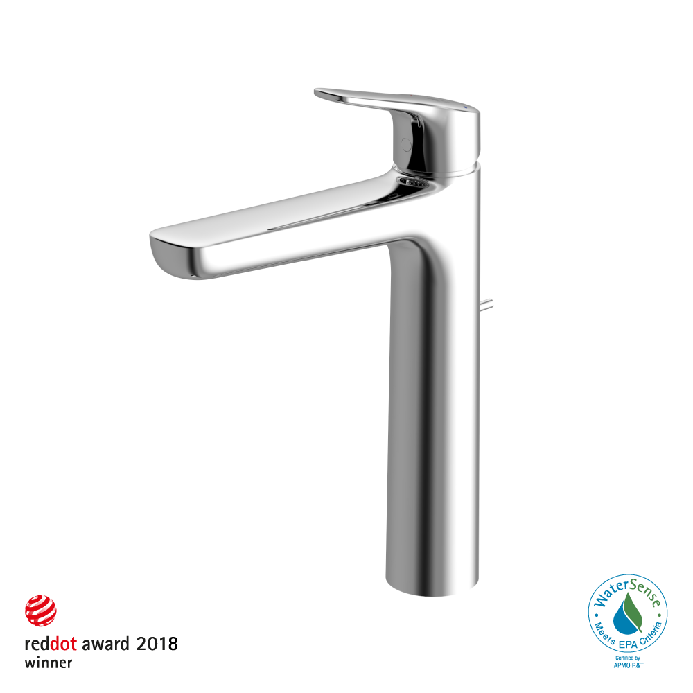 TOTO GS Series 1.2 GPM Single Handle Bathroom Faucet for Vessel Sink with COMFORT GLIDE Technology and Drain Assembly, Polished Chrome, Brass, TLG03305U#CP