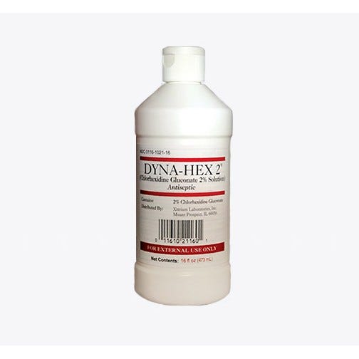 Dyna-Hex 2® Chlorhexidine Gluconate 2% Solution, 4 oz Bottle - 48/Case