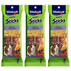 Image of Vitakraft Crunch Sticks Guinea Pig Treat WildBerry Glz Flvr Mltipk-6 Sticks