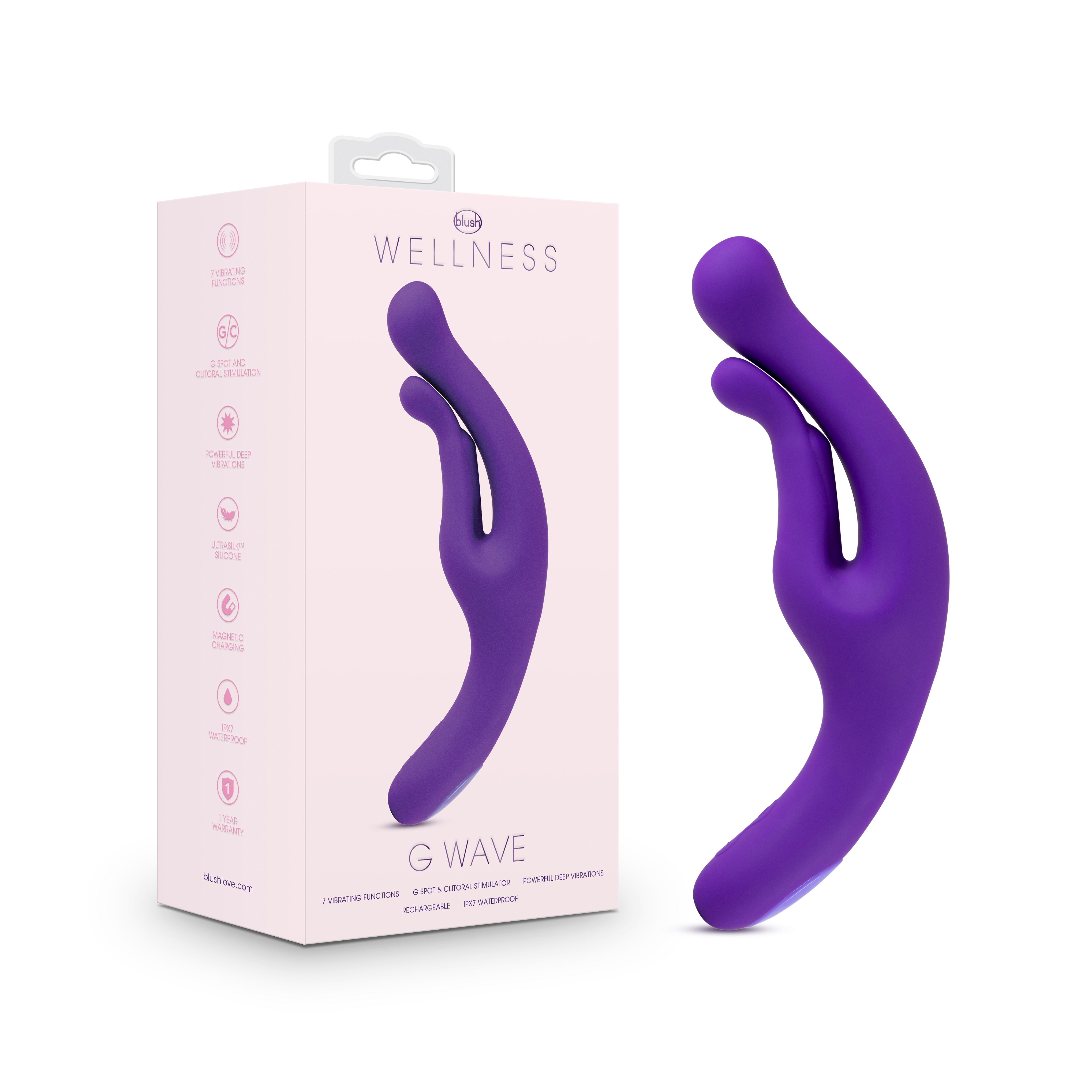 Wellness By Blush? / G Wave Purple G-Spot & Clitoris UltraSilk? Vibrator - Made with Puria? Silicone