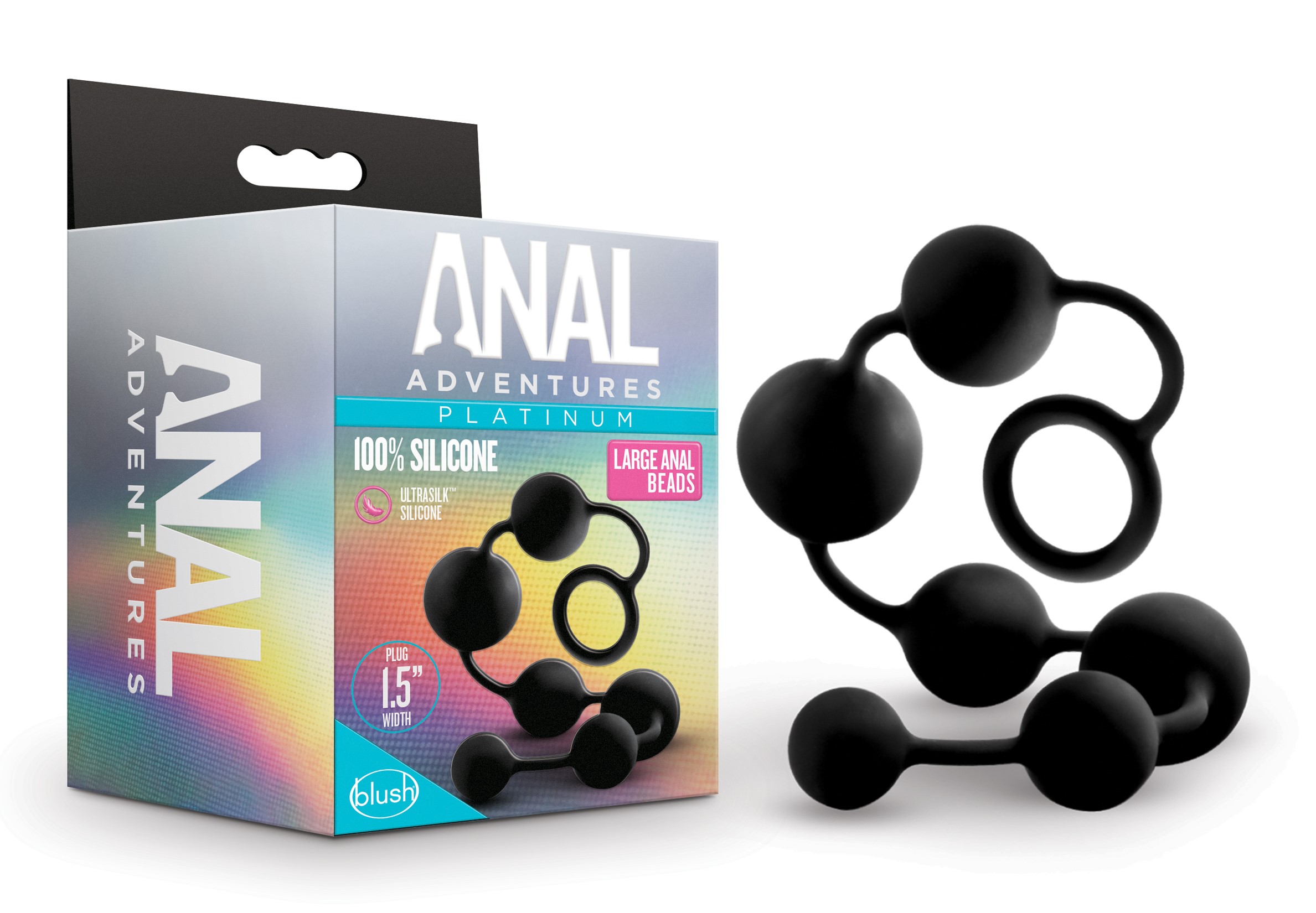 Blush Anal Adventures Platinum Black 16-Inch Anal Beads