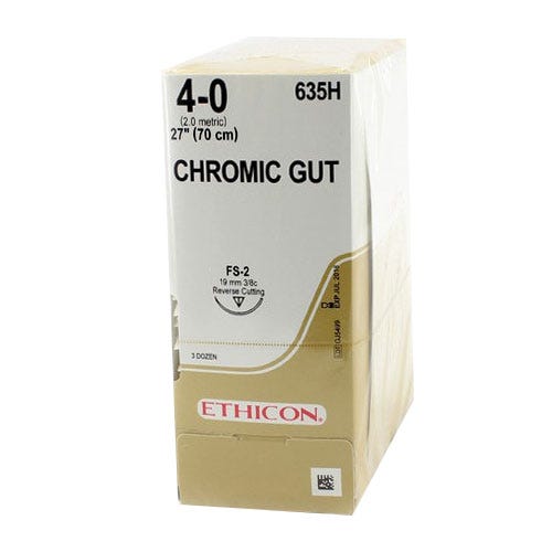 Chromic Gut Sutures, 4-0, FS-2, Reverse Cutting, 27" - 36/Box