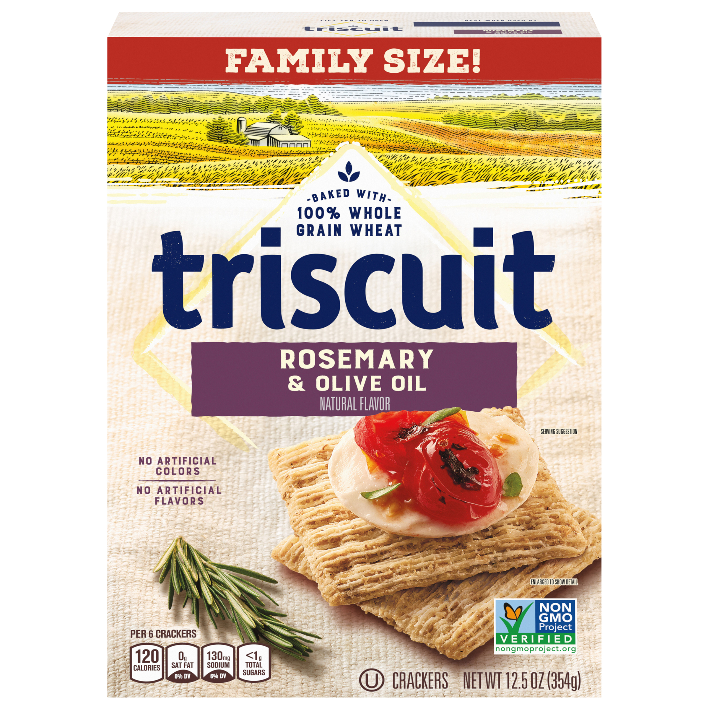 Triscuit Rosemary & Olive Oil Whole Grain Wheat Crackers, Family Size, 12.5 oz-thumbnail-0