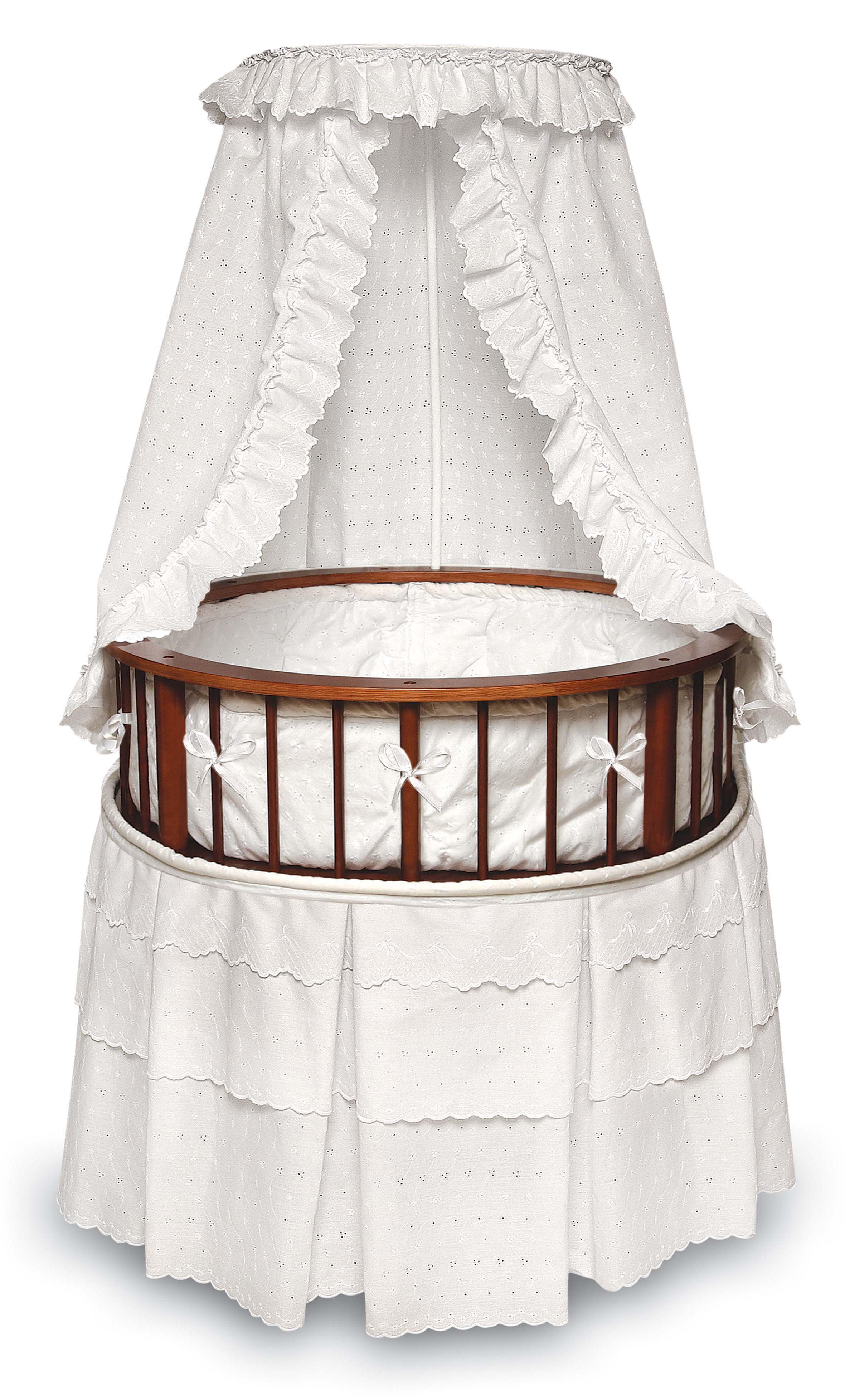 Elegance Round Baby Bassinet with Canopy - Cherry/White