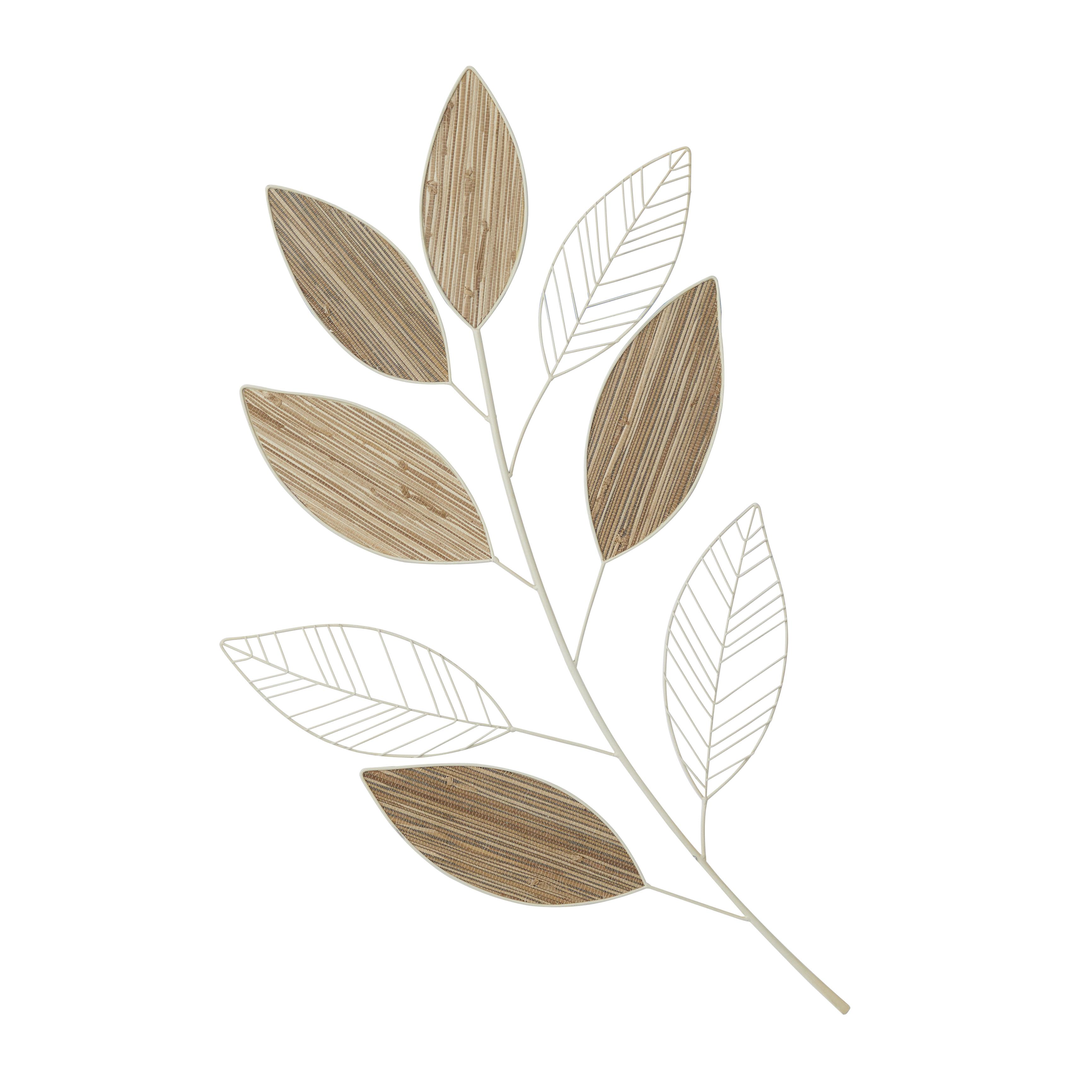 4 pcs Brown Metal Leaf Home Wall Decor, 21\" x 2\" x 36\"