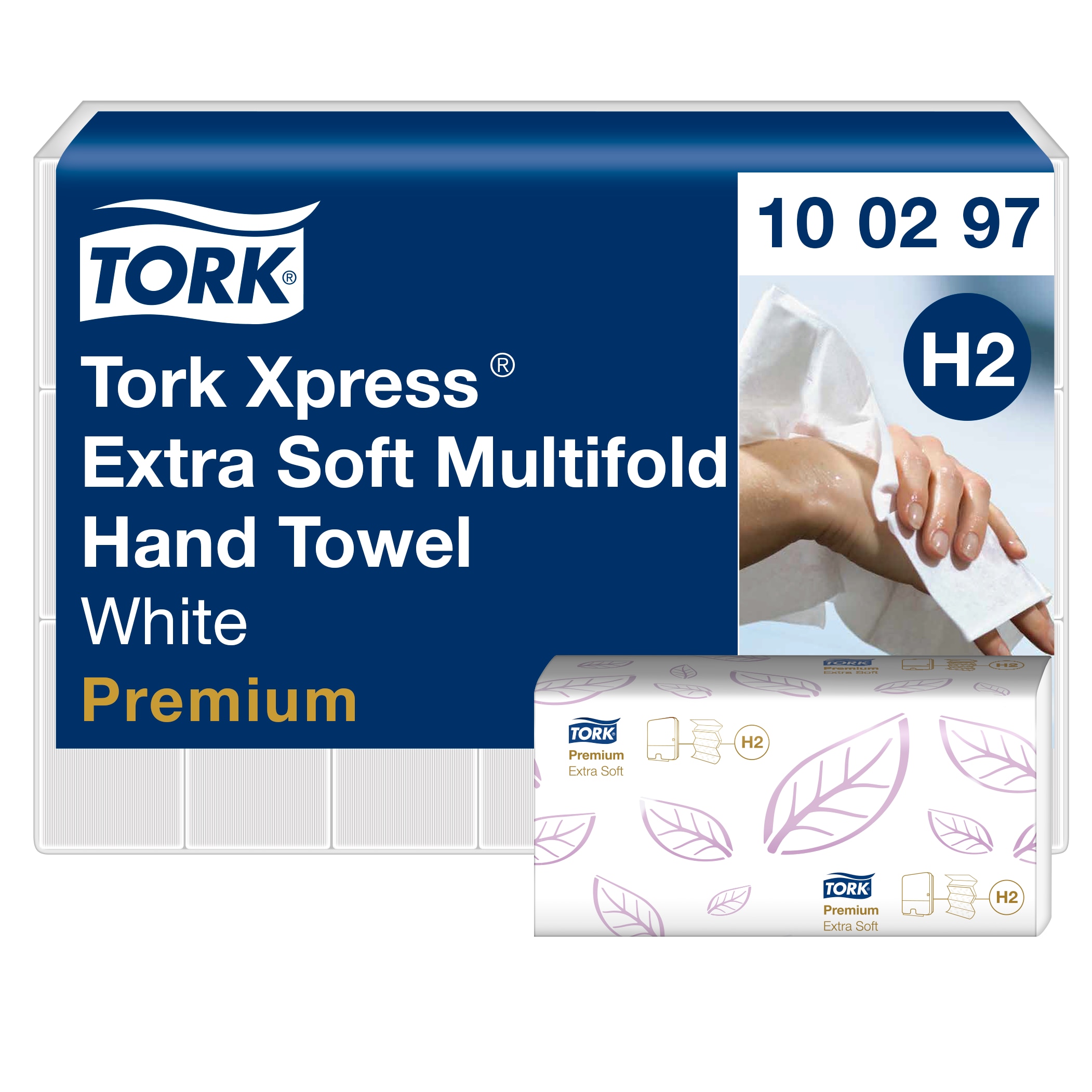 Håndklædeark, 2 lag, M-fold, 2100 ark, Tork Xpress H2