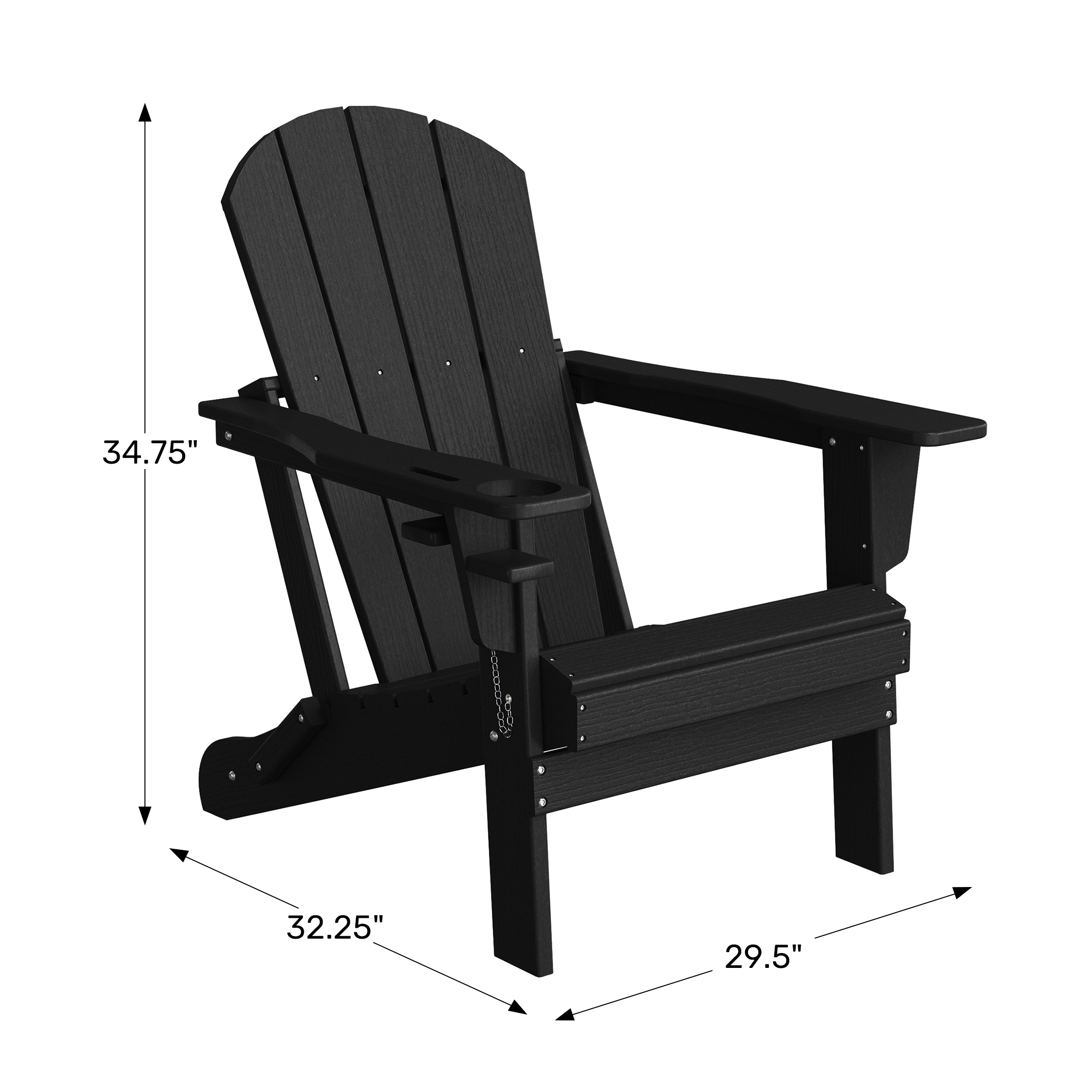 Outdoor Patio HDPE Resin Adirondack Chair With Cup Holder and Phone Holder WWT Spec Image