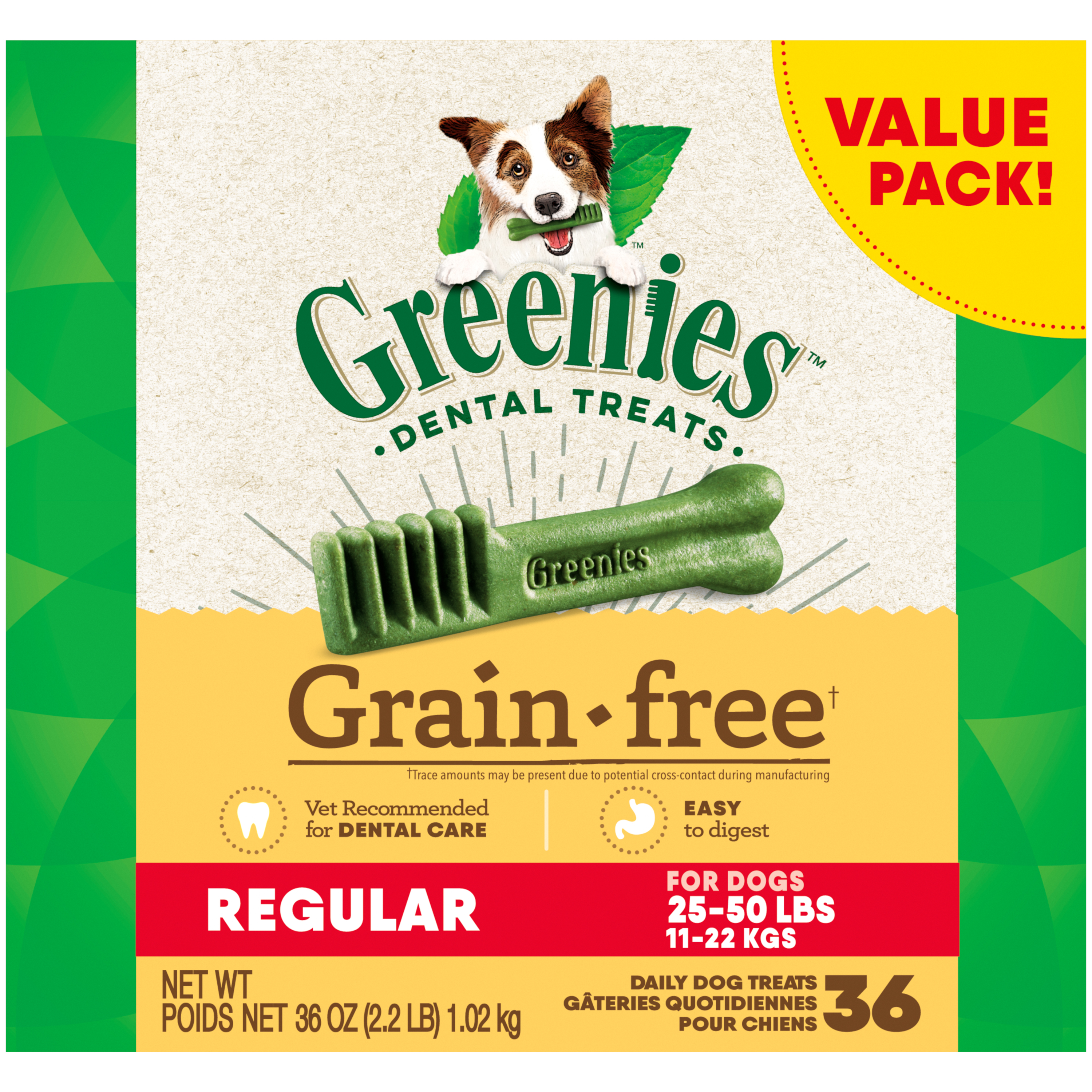 36 oz. Greenies Grain Free Regular Tub Treat Pack - Treats