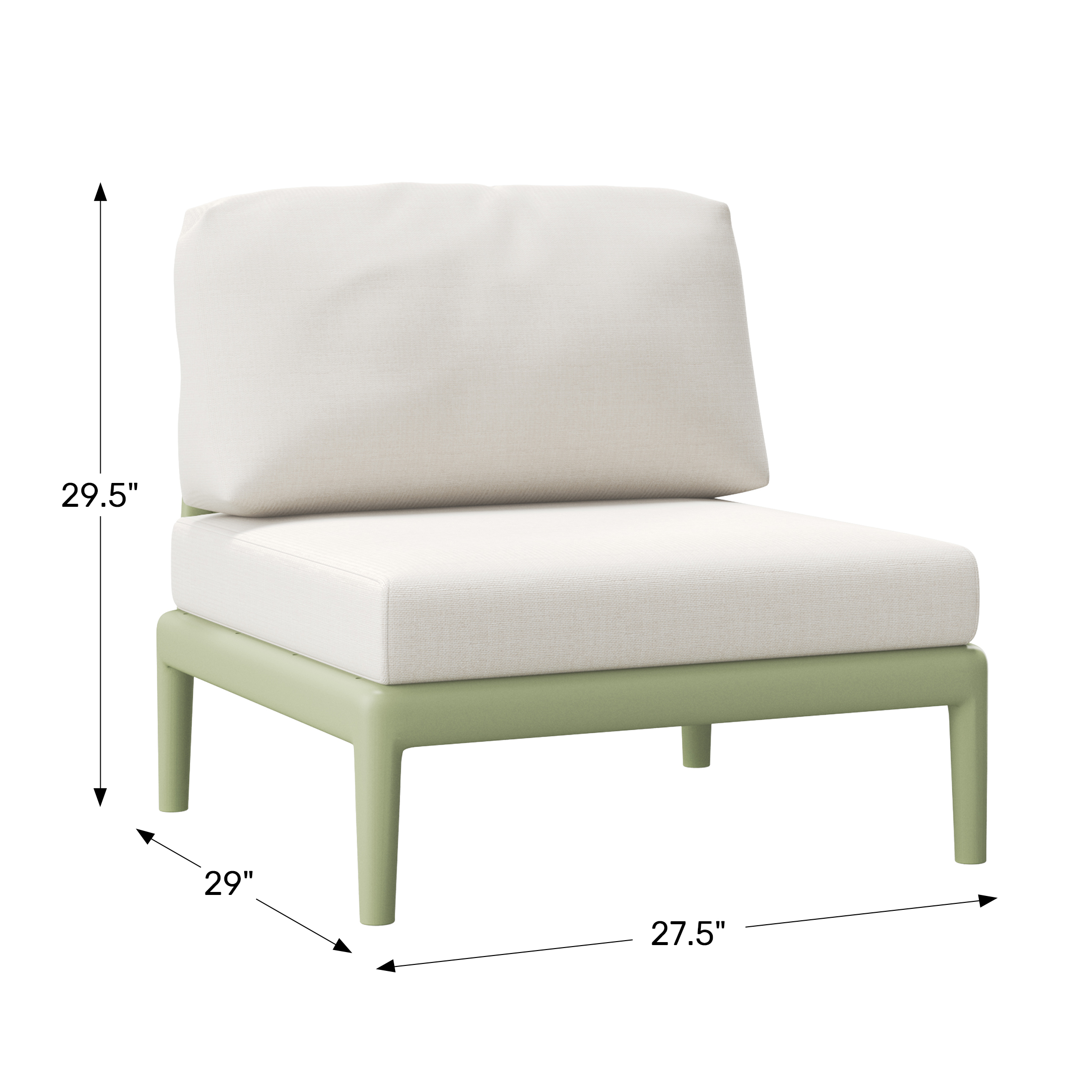 Modern Outdoor Polypropylene Resin Deep Seating Armless Sectional WWT Spec Image