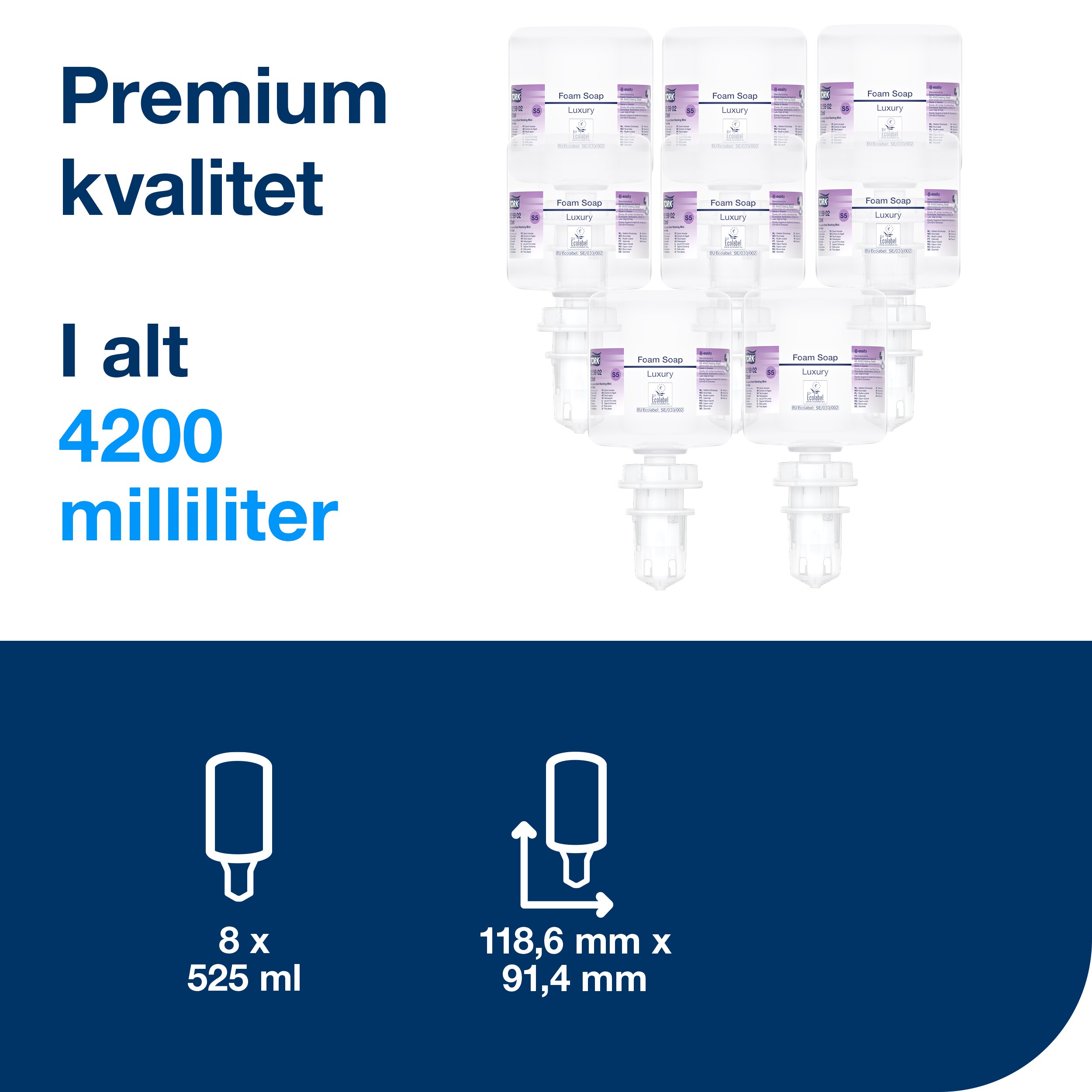 Håndsæbe, Skum, Refill, 525 ml, Tork Luksus S5