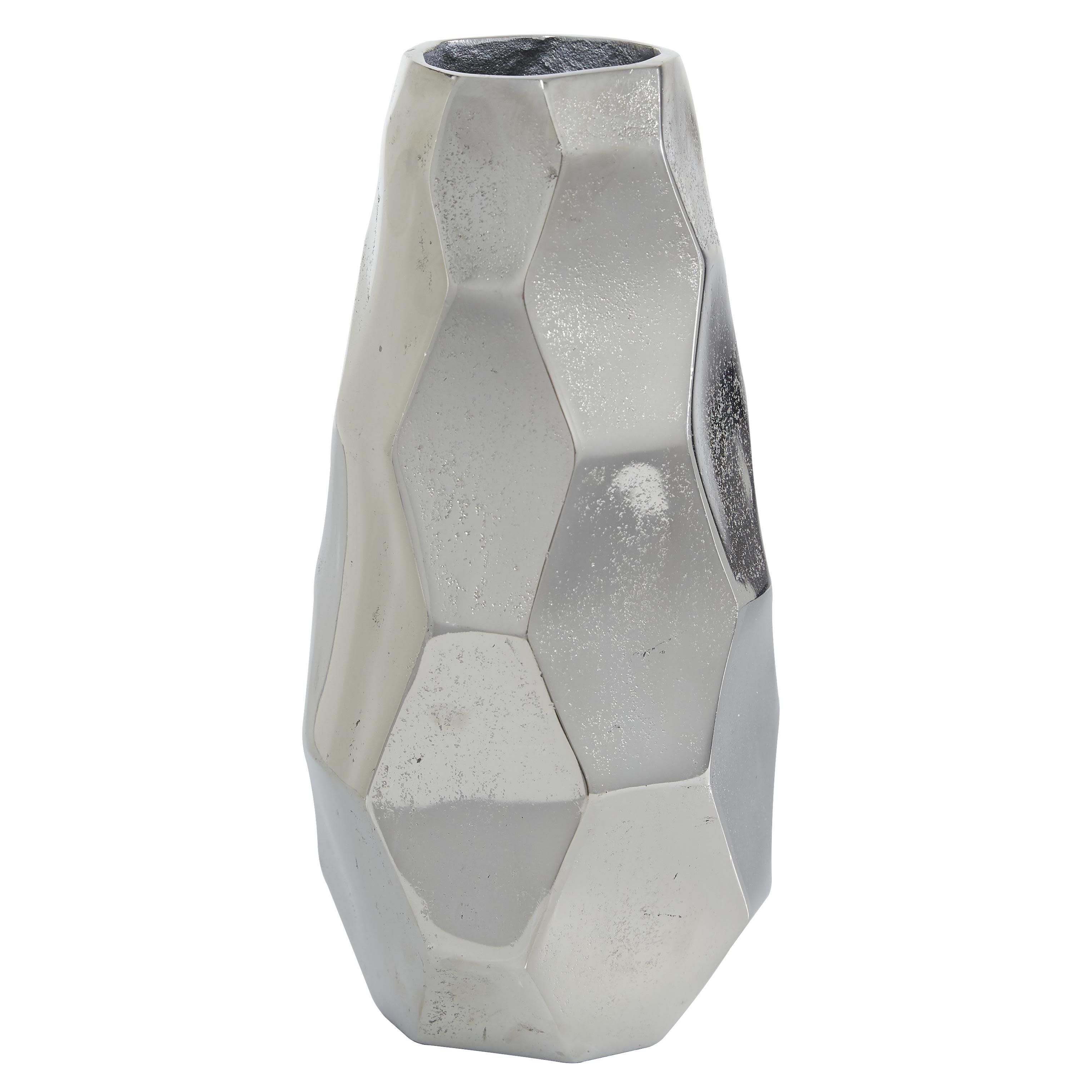 Silver Aluminum Metal Geometric Decorative Vase, 6\" x 5\" x 12\"(pack of 6 pcs)