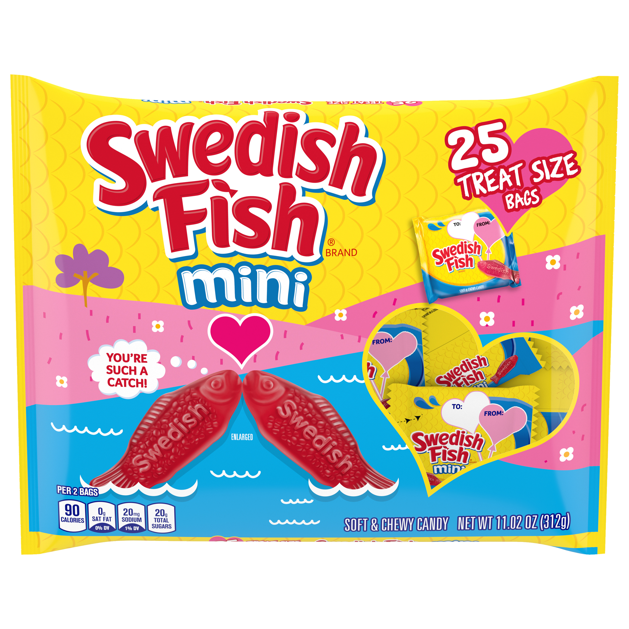 SWEDISH FISH Mini Soft & Chewy Valentines Day Candy, 25 Snack Packs