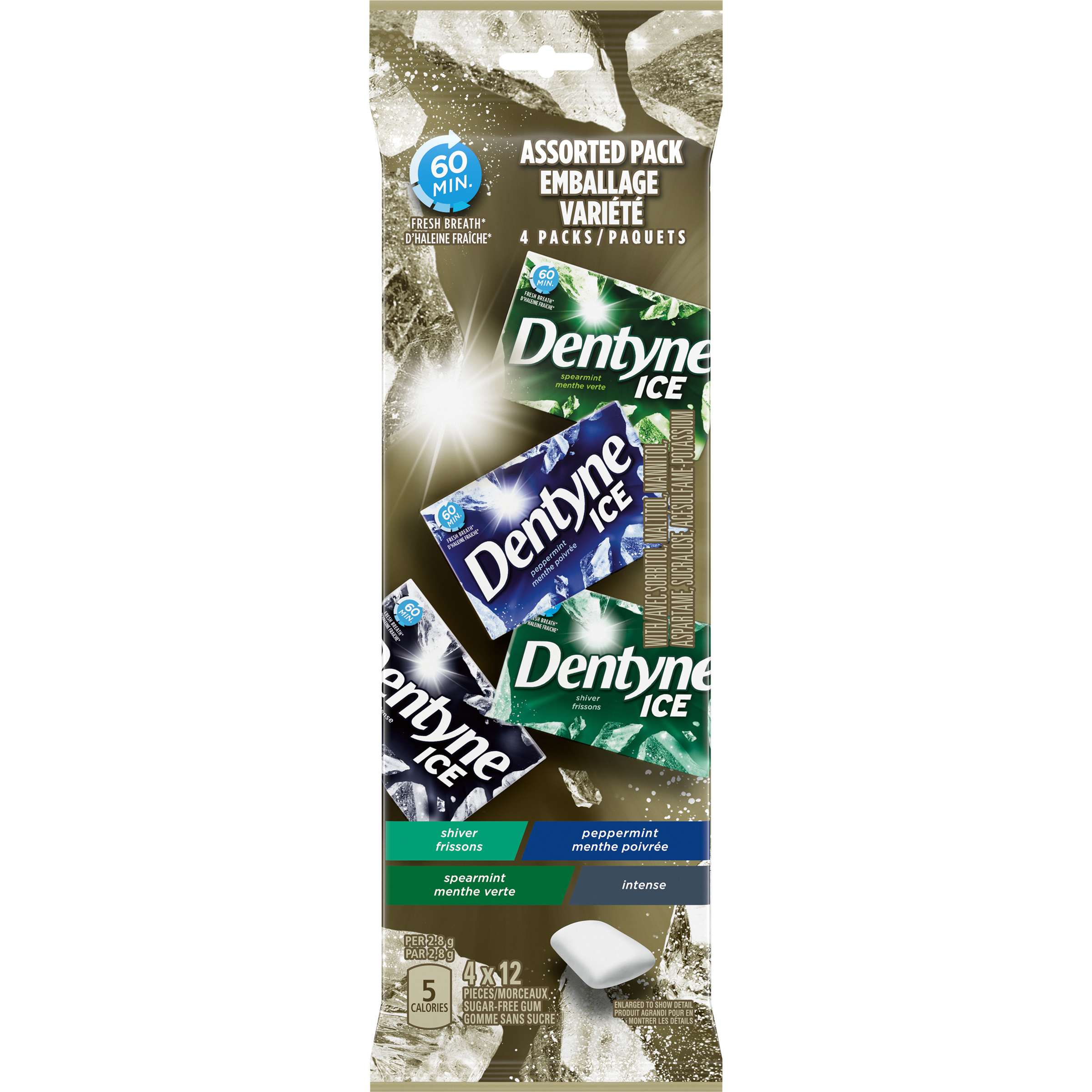 Dentyne Ice Assorted Sugar Free Gum, 4 Pack (12 pieces per pack)-thumbnail-2