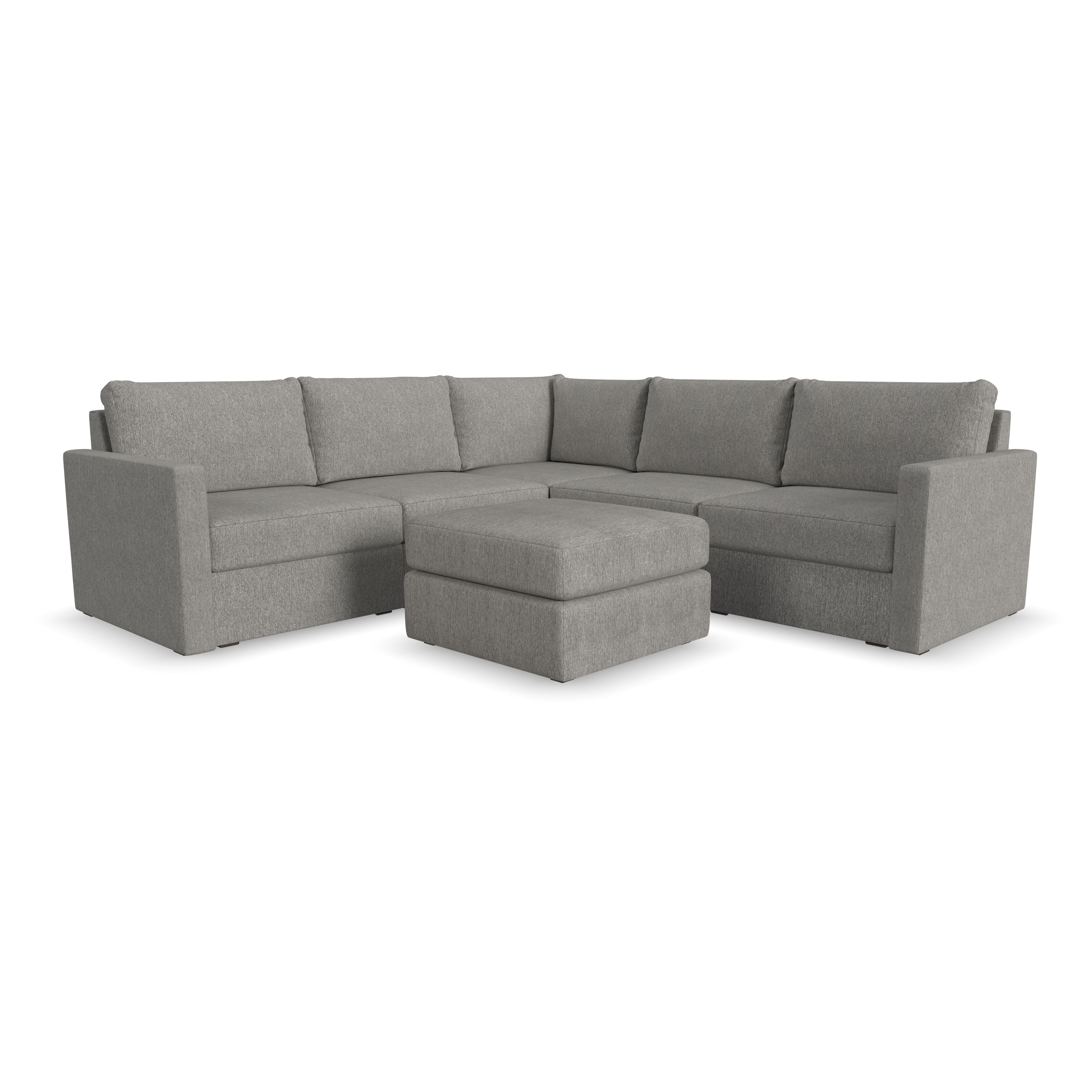 Flexsteel Flex 5-Seat Sectional with Standard Arm and Ottoman