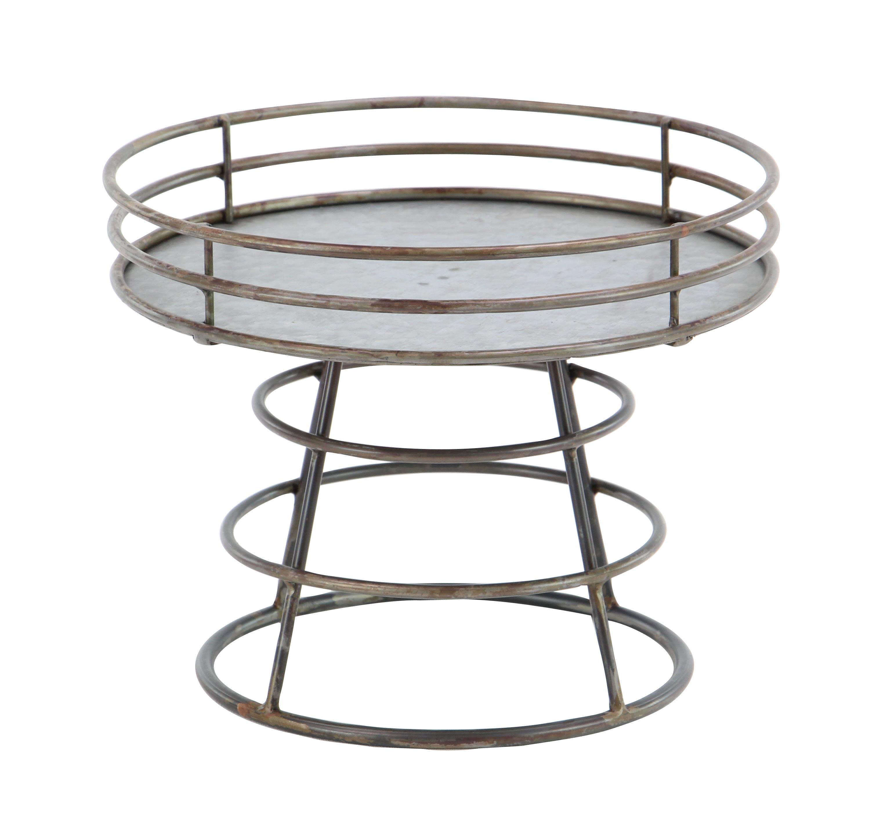 Gray Metal  Cake Stand, 12" x 12" x 10"