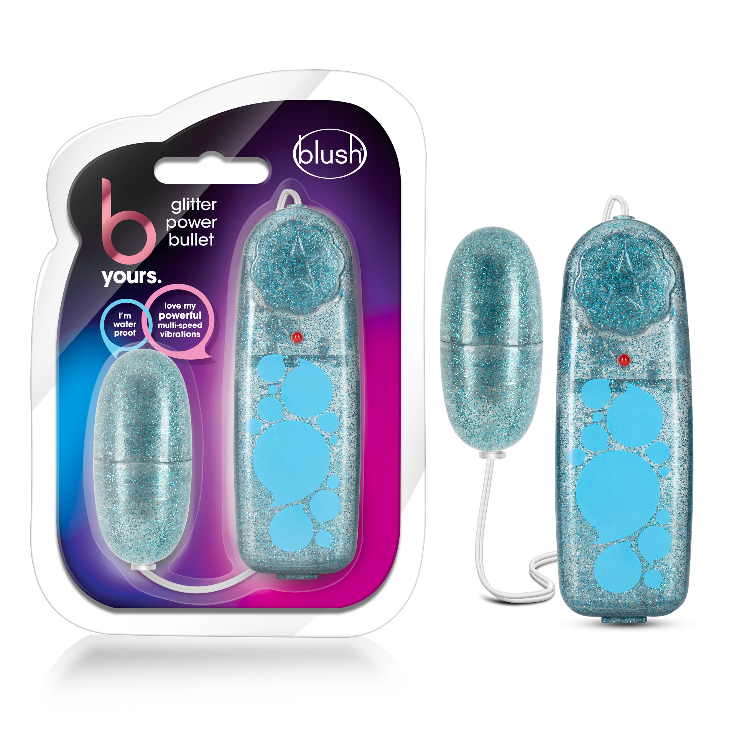 Blush B Yours Glitter Power Bullet Blue 2.25-Inch Vibrating Bullet